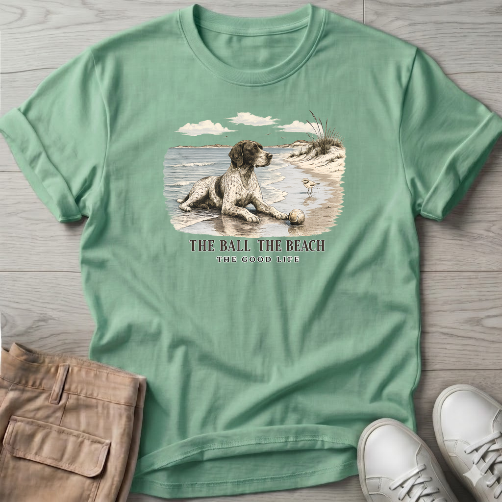 Ball Beach & Shorthair Pointer Dog T-Shirt