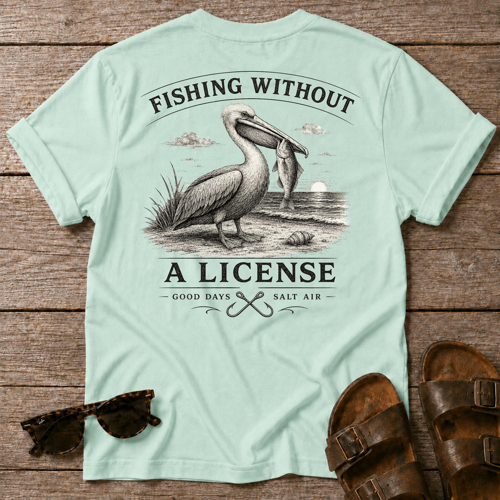 Fishing No License Pelican BACK DESIGN