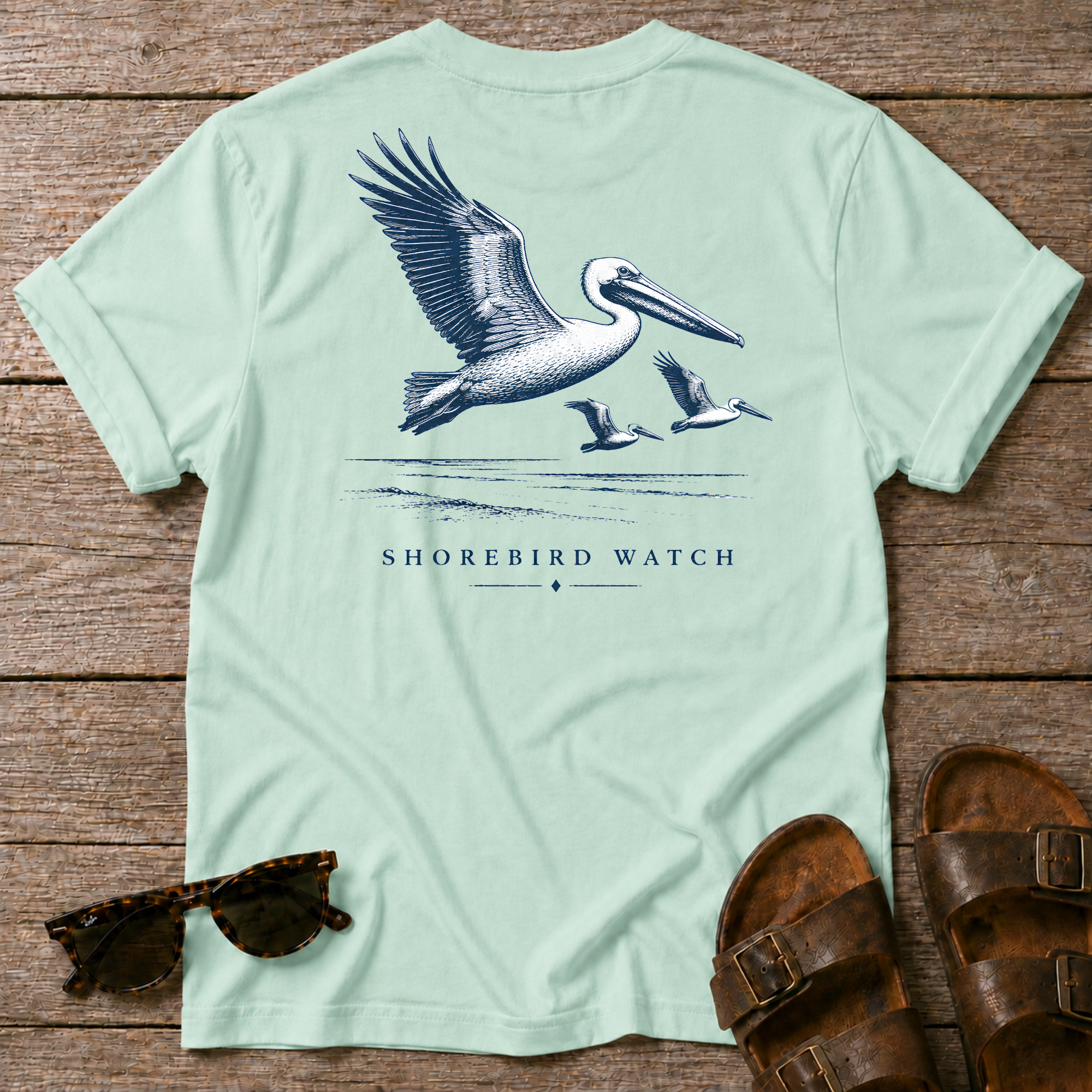 Pelican Shorebird Watch BACK DESIGN T-Shirt