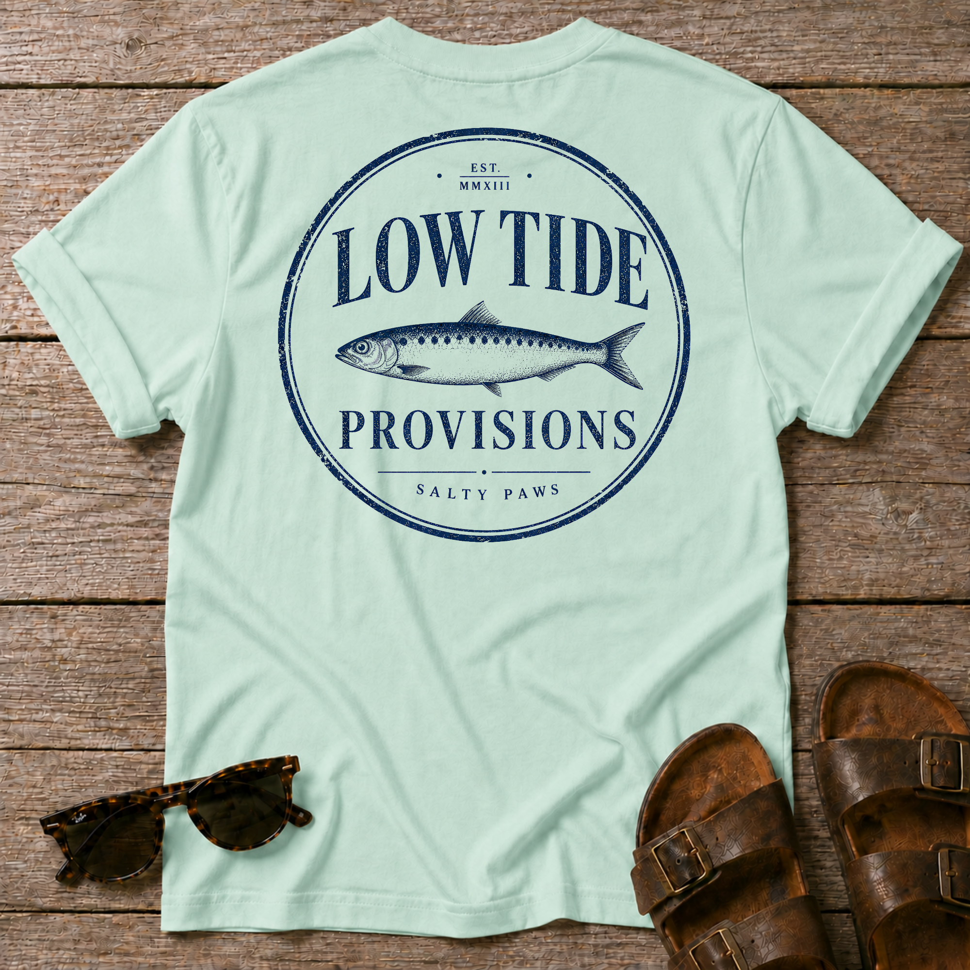 Low Tide Provisions Fish  BACK DESIGN T-Shirt