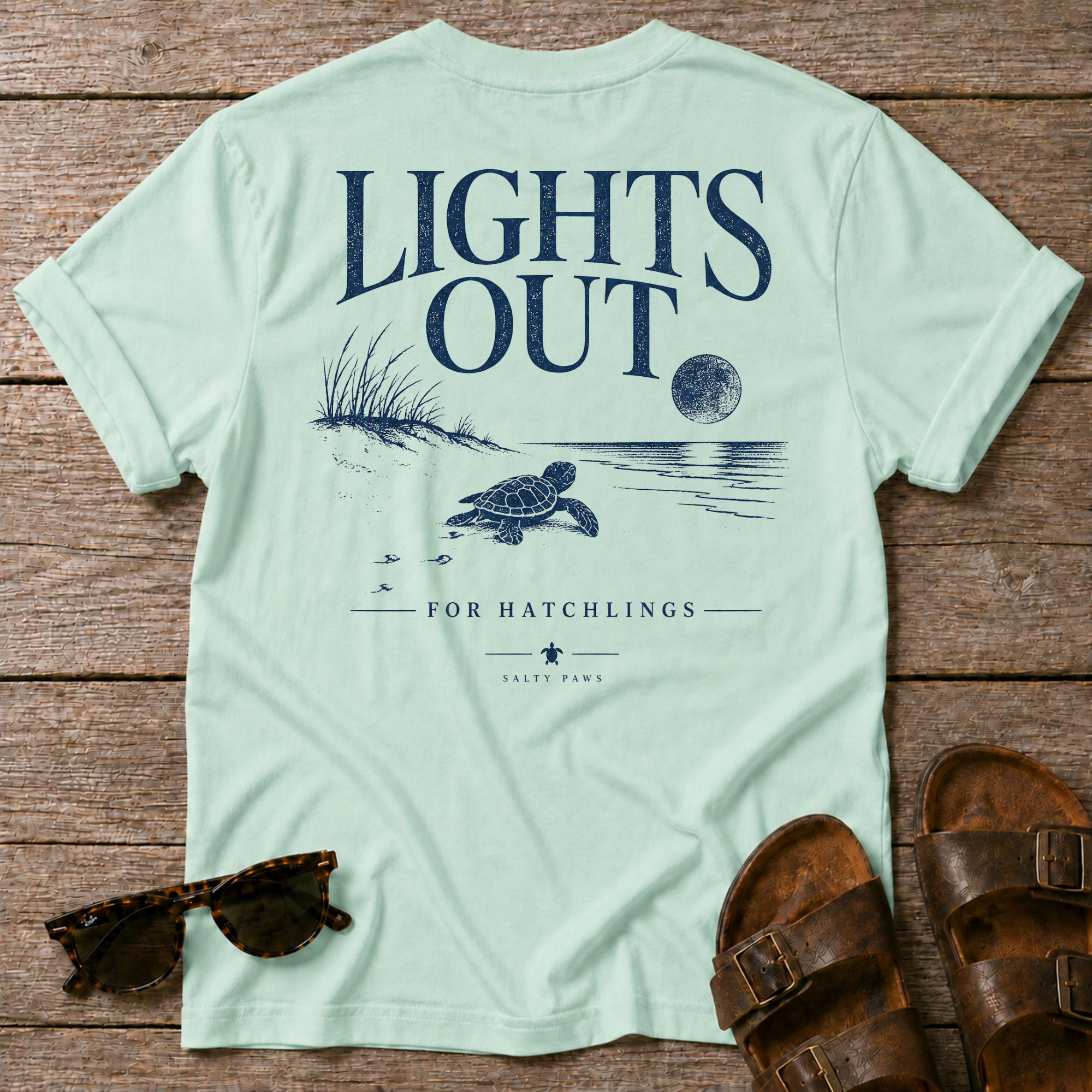 Lights Out Turtle Hatchling BACK DESIGN T-Shirt
