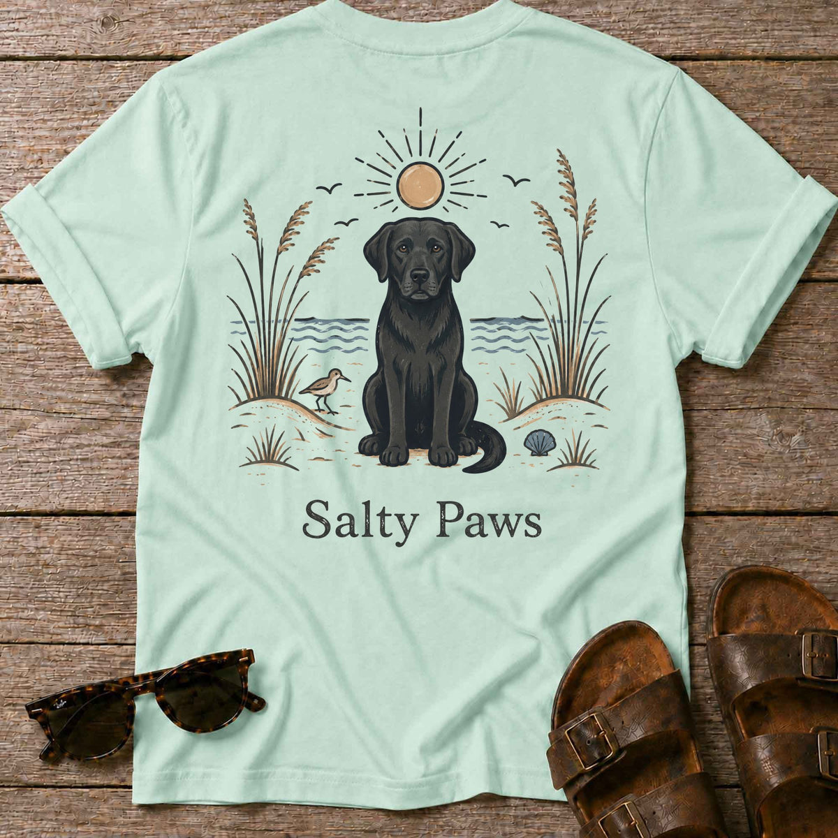 Black Lab Sunshine Back Design T-Shirt