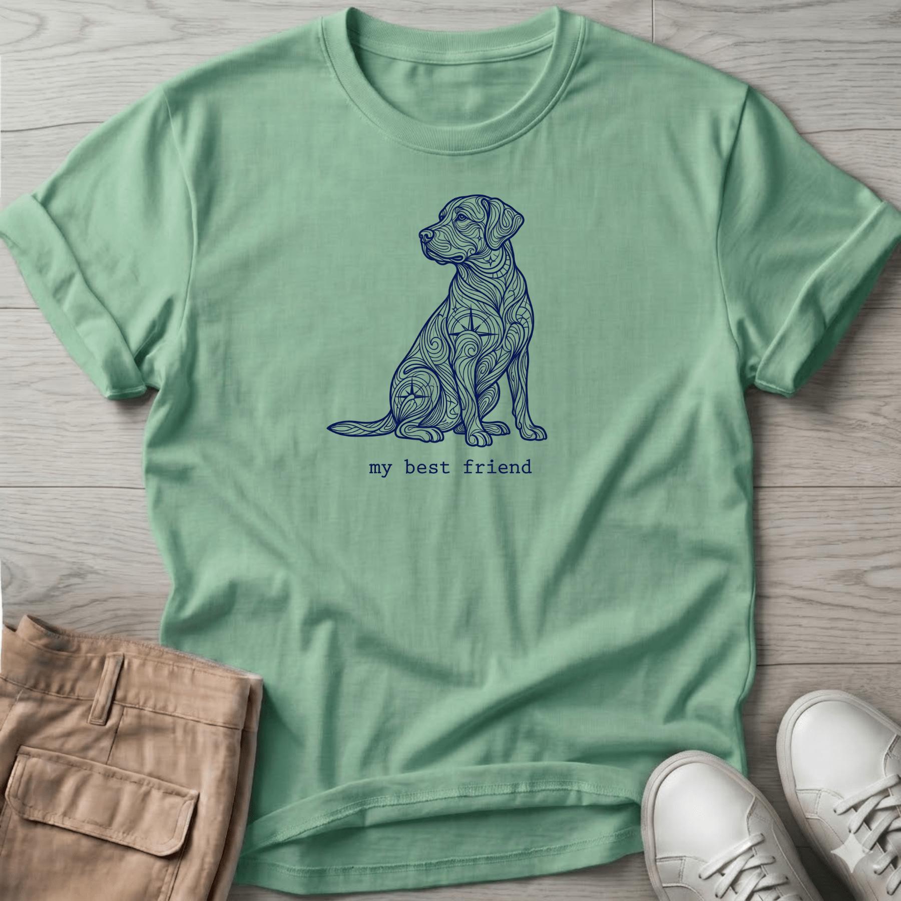 My Best Friend T-Shirt — Beach Dog Line Art Tee - dog lover coastal t-shirt, Salty Paws