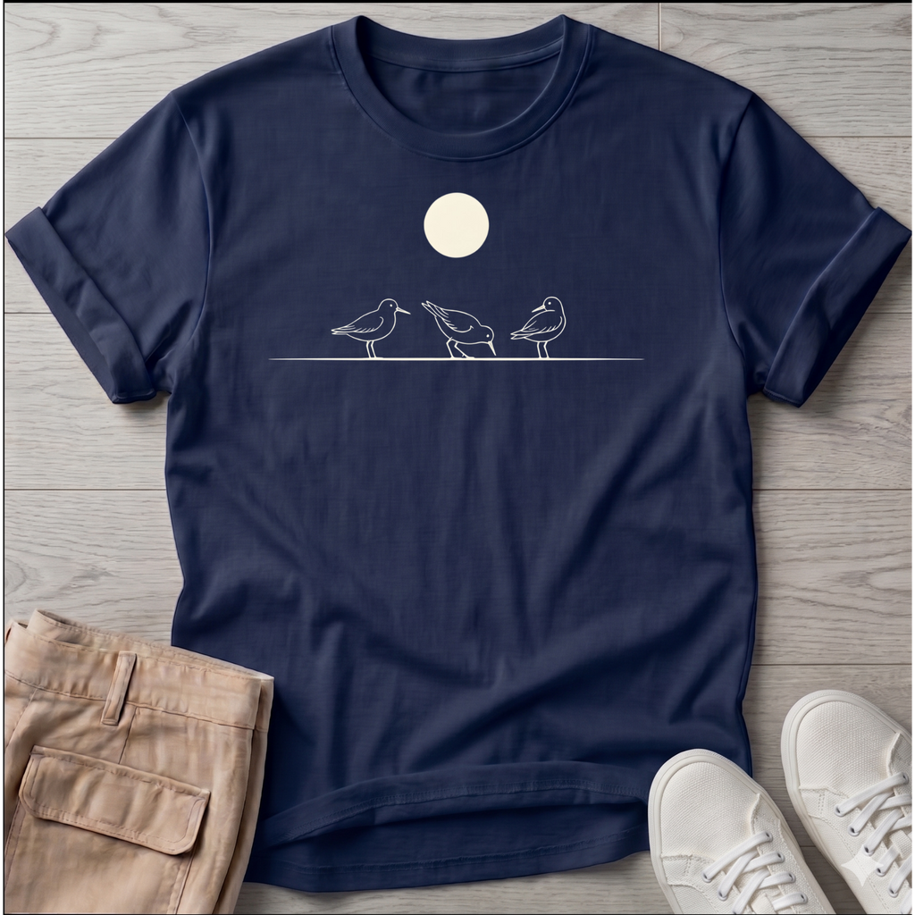 3 Shorebirds Moon T-Shirt – Beach Lover Coastal Apparel Tee