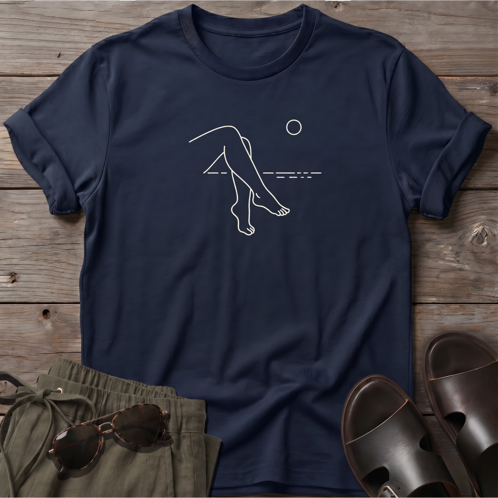 Legs 2 Dog Beach Ocean Line Art Tee