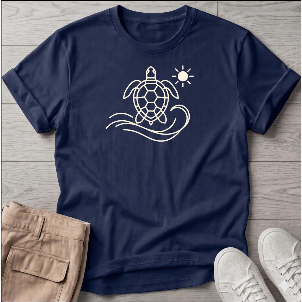 Sea Turtle Beach Ocean Line Art Tee - coastal graphic t-shirt, Salty Paws