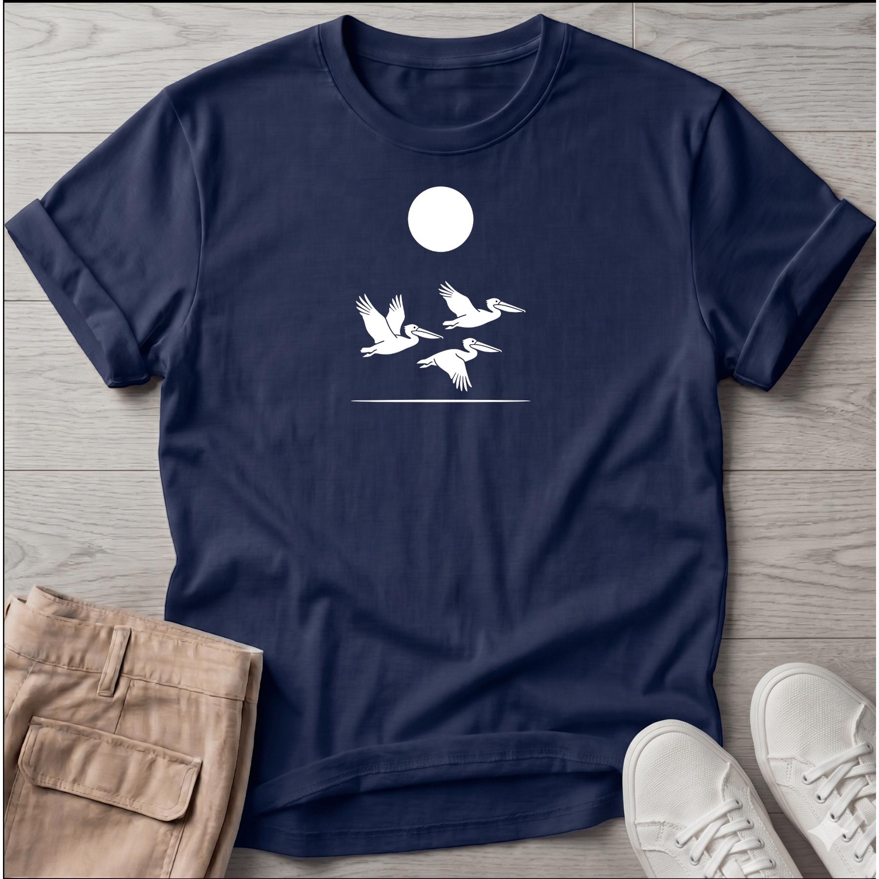 3 Pelicans Salty Paws Tee - navy coastal dog t-shirt