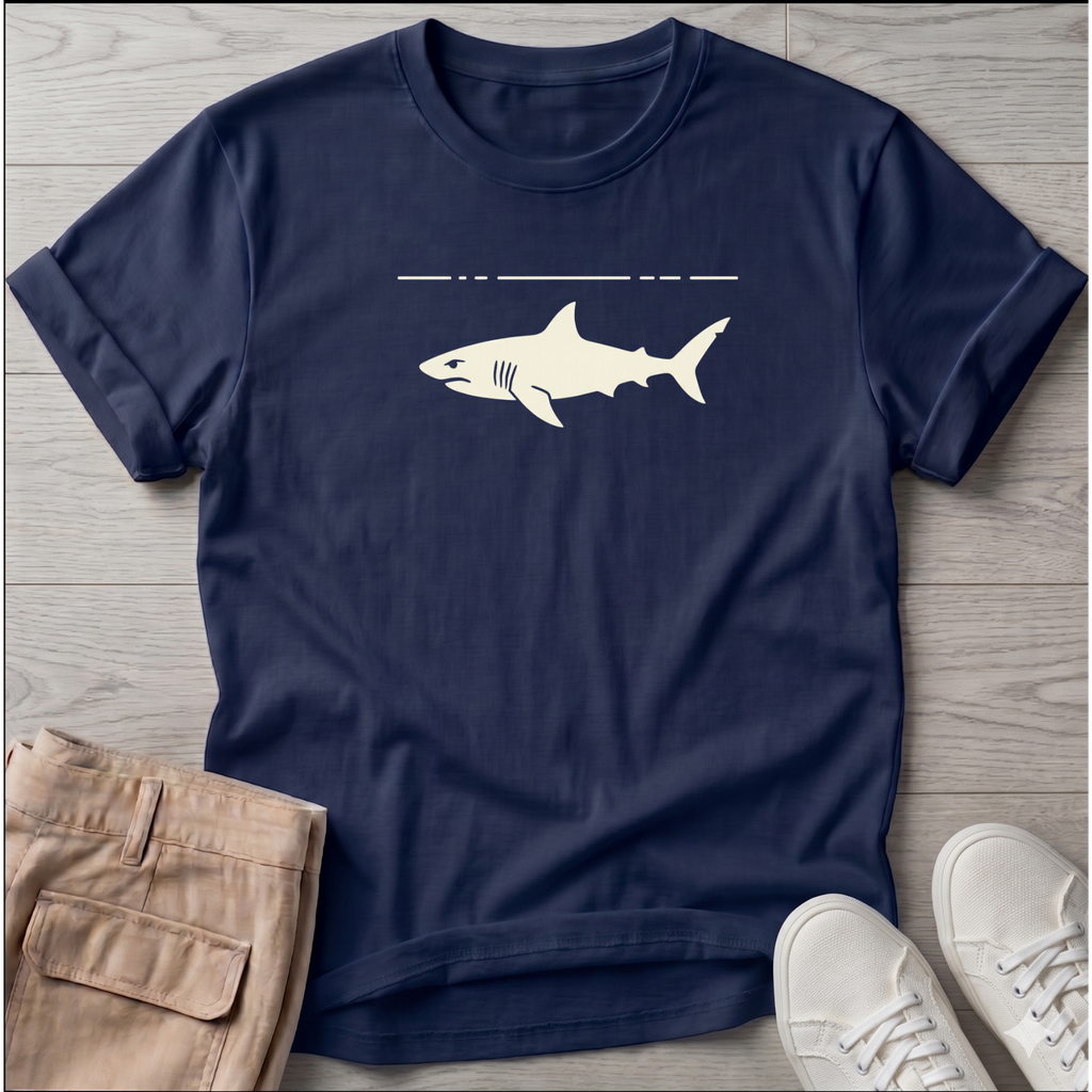 Shark Beach Ocean Line Art Tee