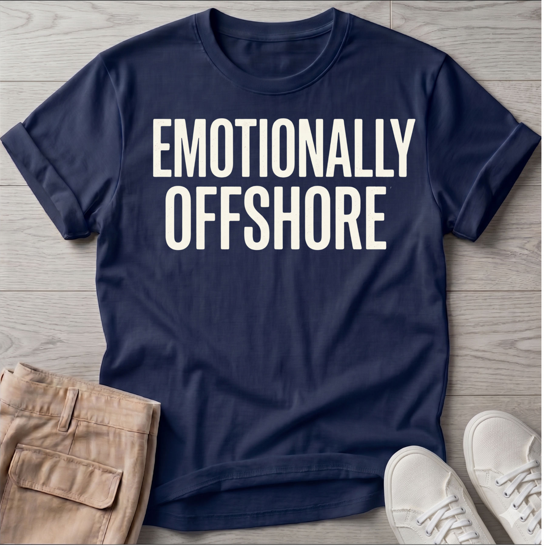 EMOTIONALLY OFFSHORE T-Shirt — Beach Line Art Tee