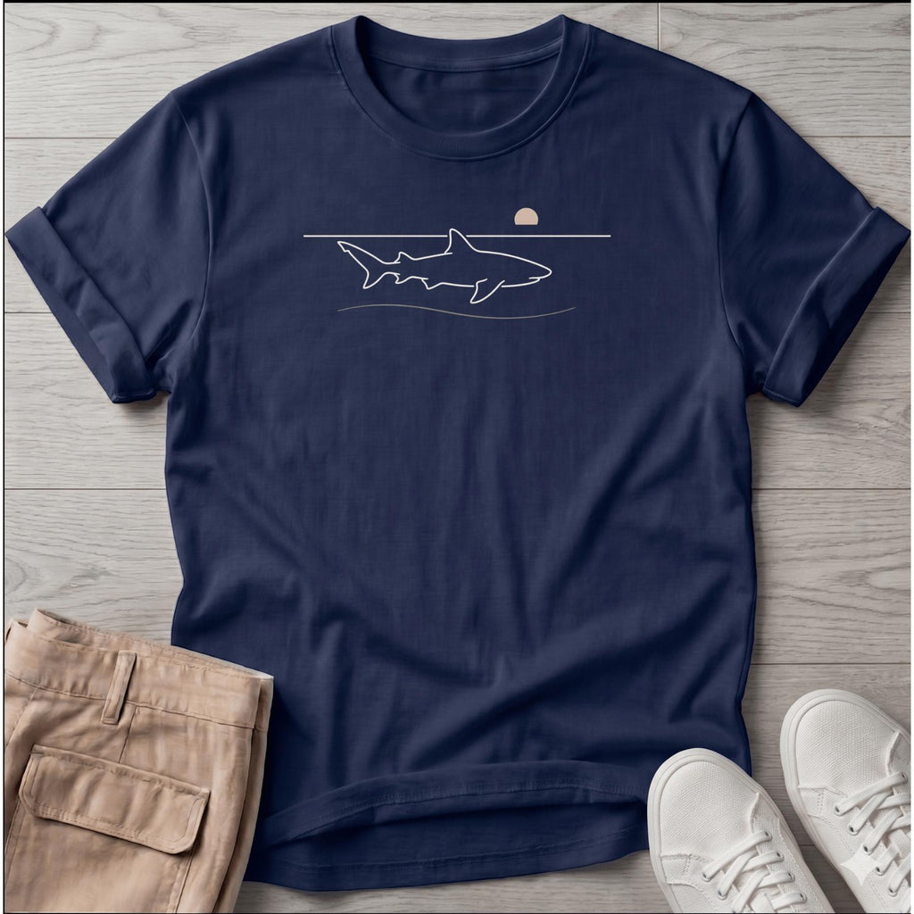 Shark Beach Ocean Line Art Tee - coastal graphic t-shirt, Salty Paws