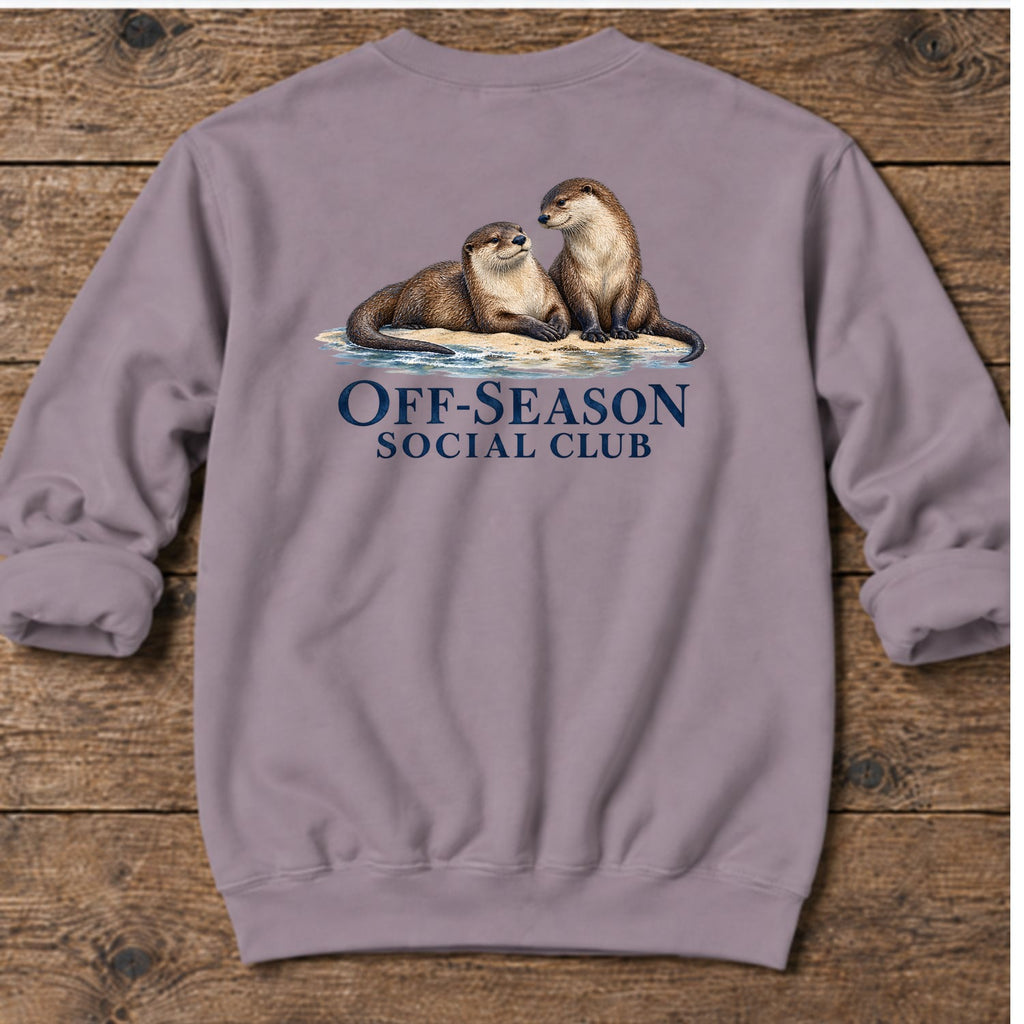 Off-Season Social Club Otters Back Design Midweight Sweatshirt in Paragon, Salty Paws coastal sweatshirt