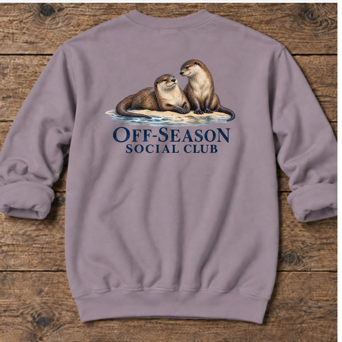 Off-Season Social Club Otters Back Design Midweight Sweatshirt in Paragon, Salty Paws coastal sweatshirt
