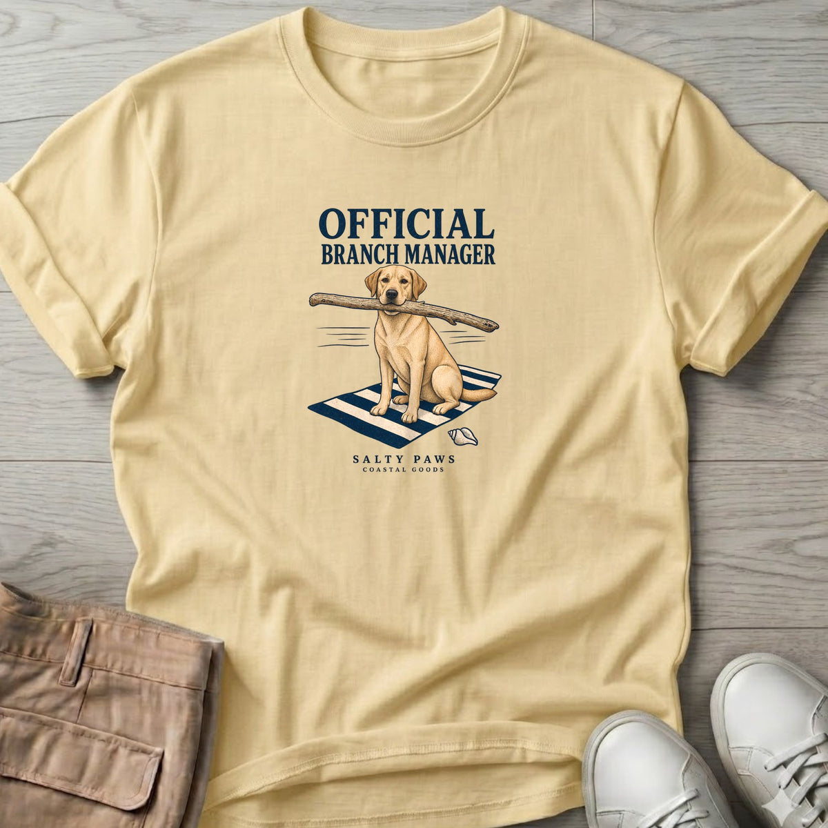 Official Branch Manager Yellow Lab T-Shirt in Cornsilk