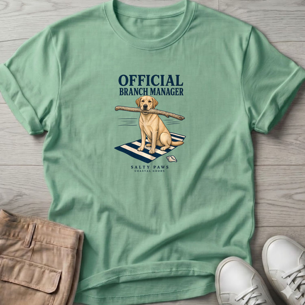 Official Branch Manager Yellow Lab T-Shirt in Mint Green