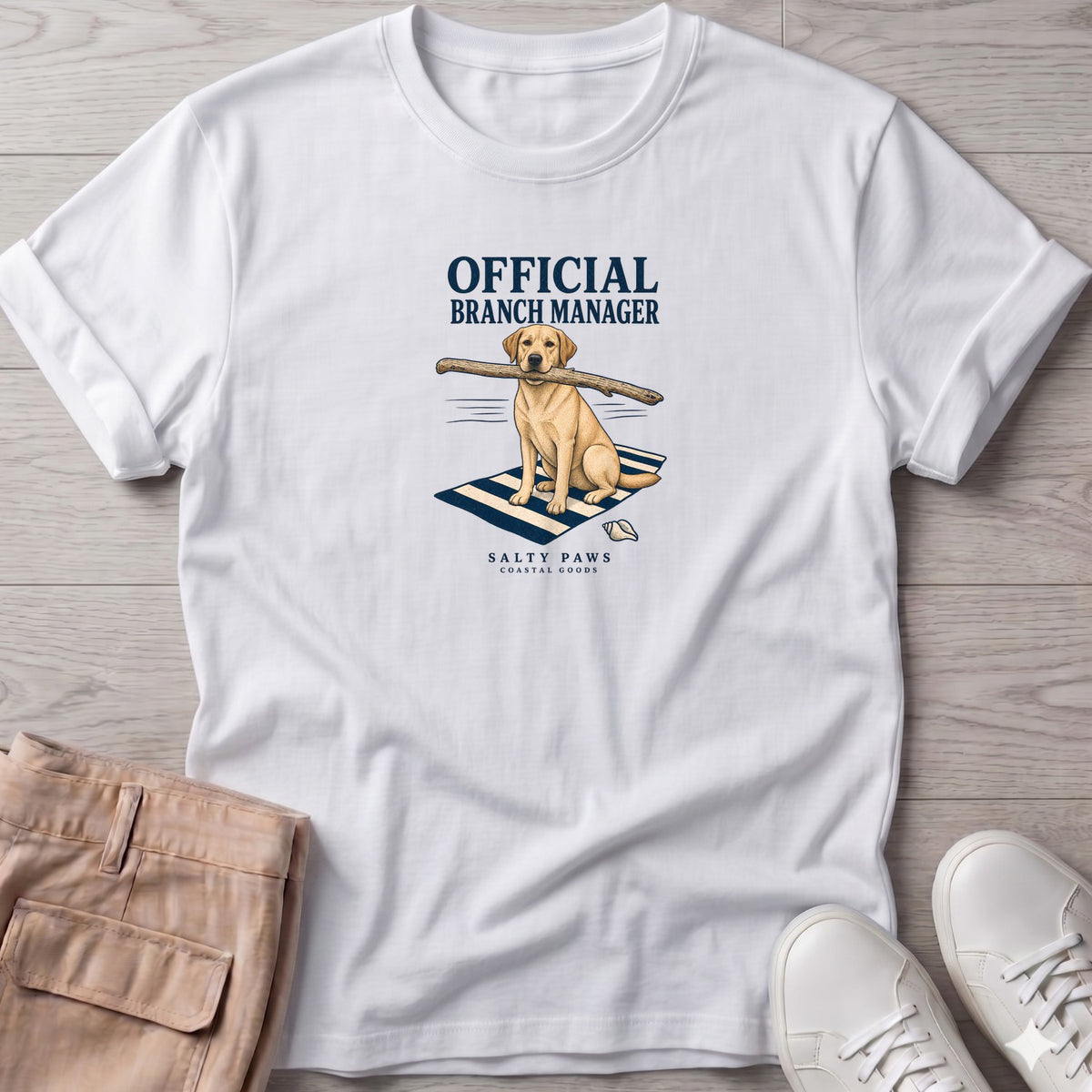 Official Branch Manager Yellow Lab T-Shirt in White