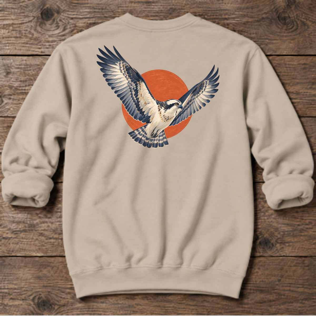 Osprey Red Sun Back Design Midweight Sweatshirt in Sand, Salty Paws coastal sweatshirt