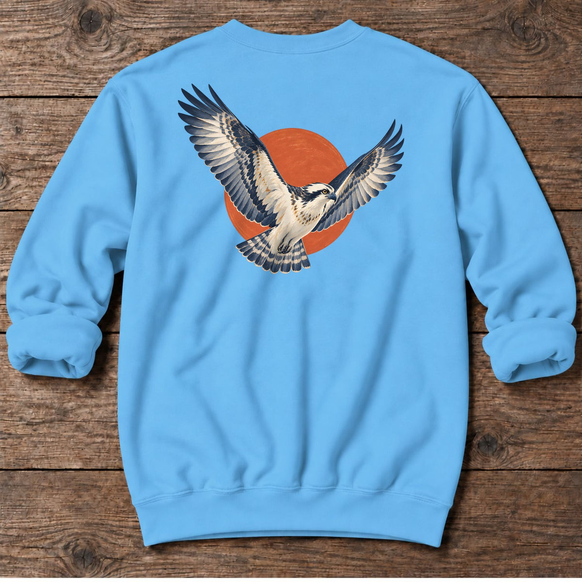 Osprey Red Sun Back Design Midweight Sweatshirt in Sky, Salty Paws coastal sweatshirt