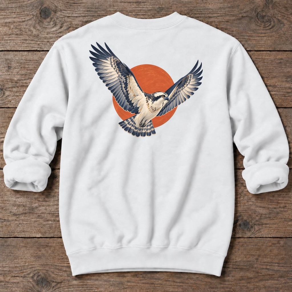 Osprey Red Sun Back Design Midweight Sweatshirt in White, Salty Paws coastal sweatshirt