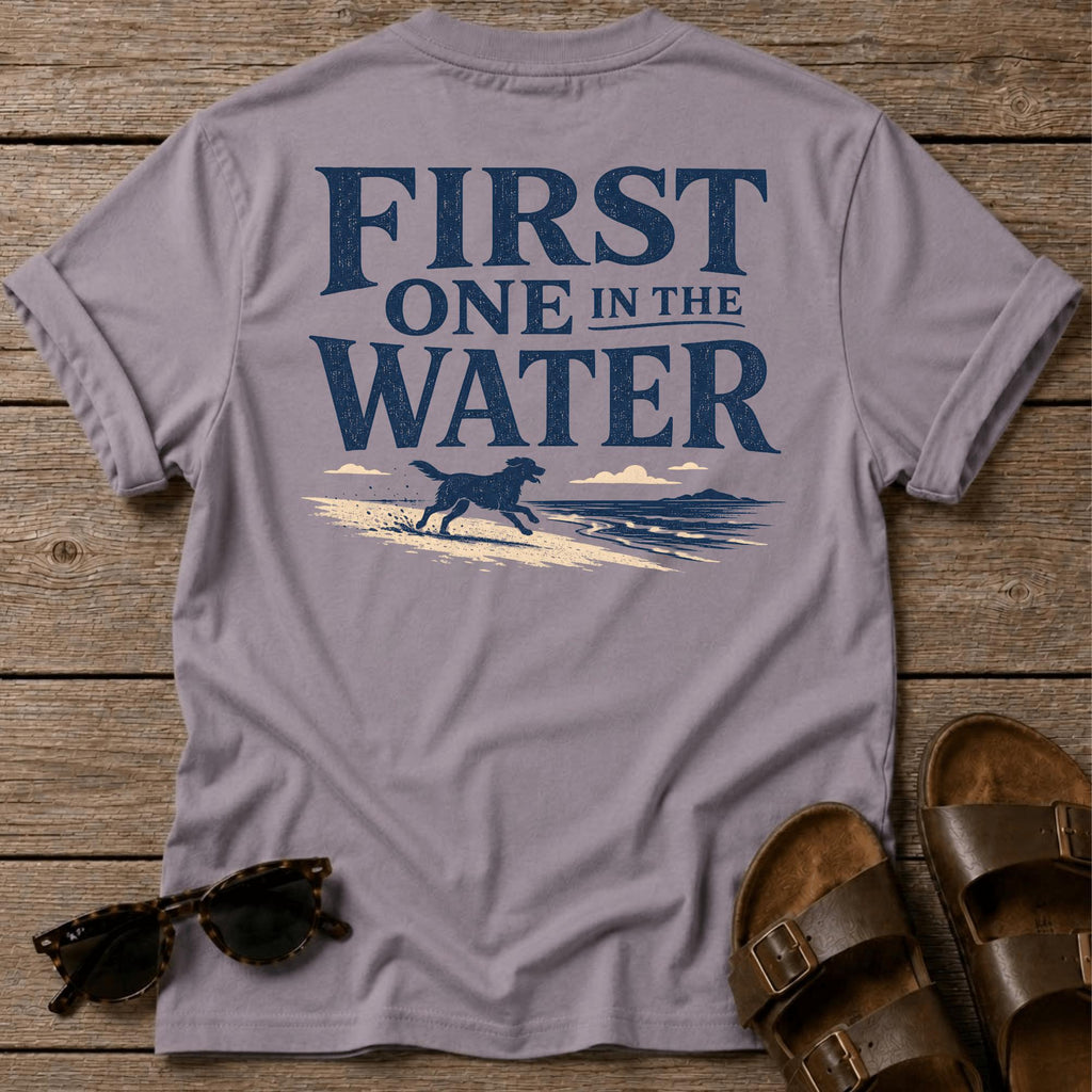 First One in the Water Dog BACK DESIGN T-Shirt
