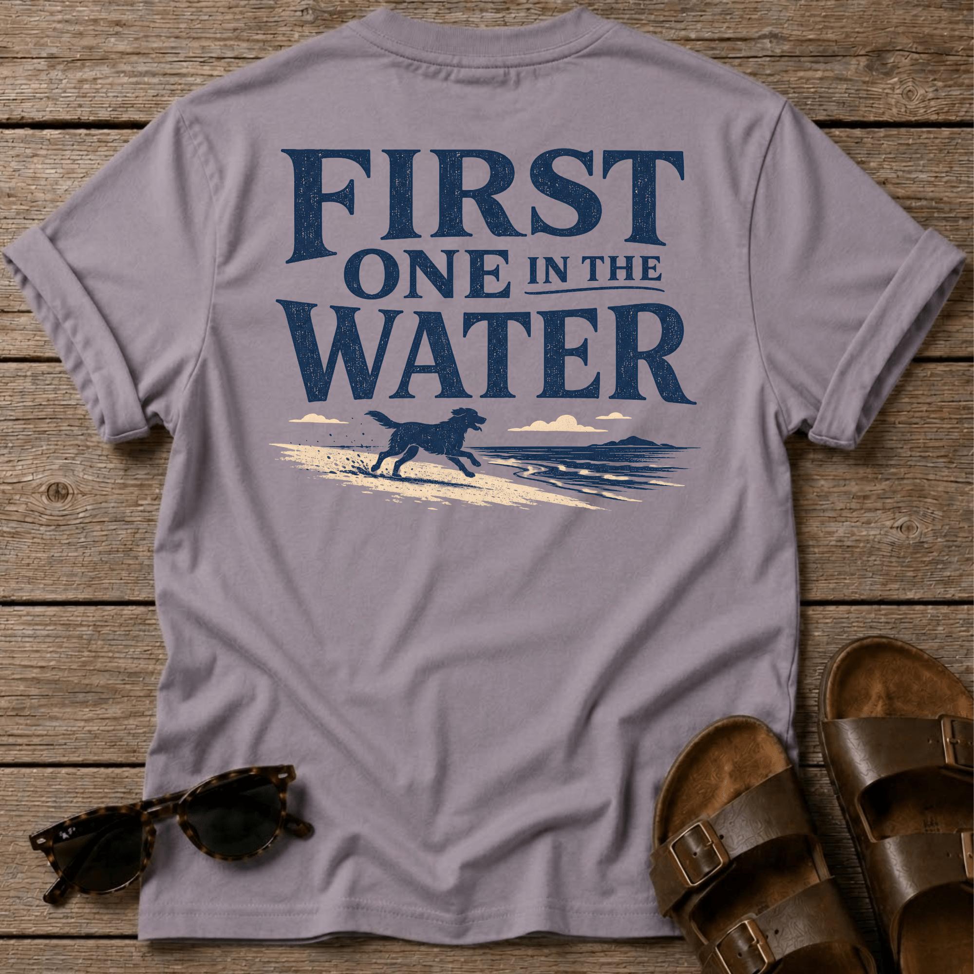 First One in the Water Dog BACK DESIGN T-Shirt