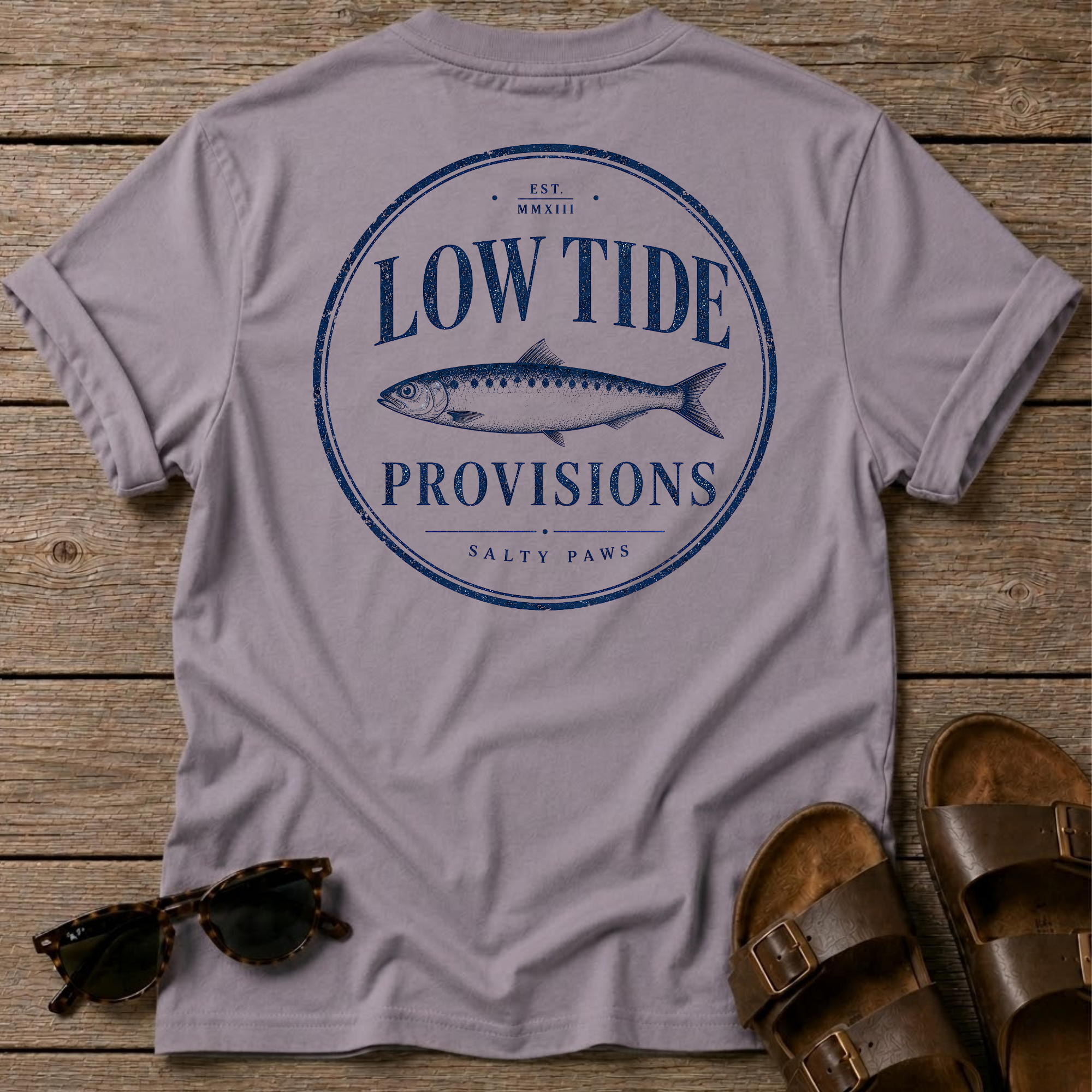 Low Tide Provisions Fish  BACK DESIGN T-Shirt