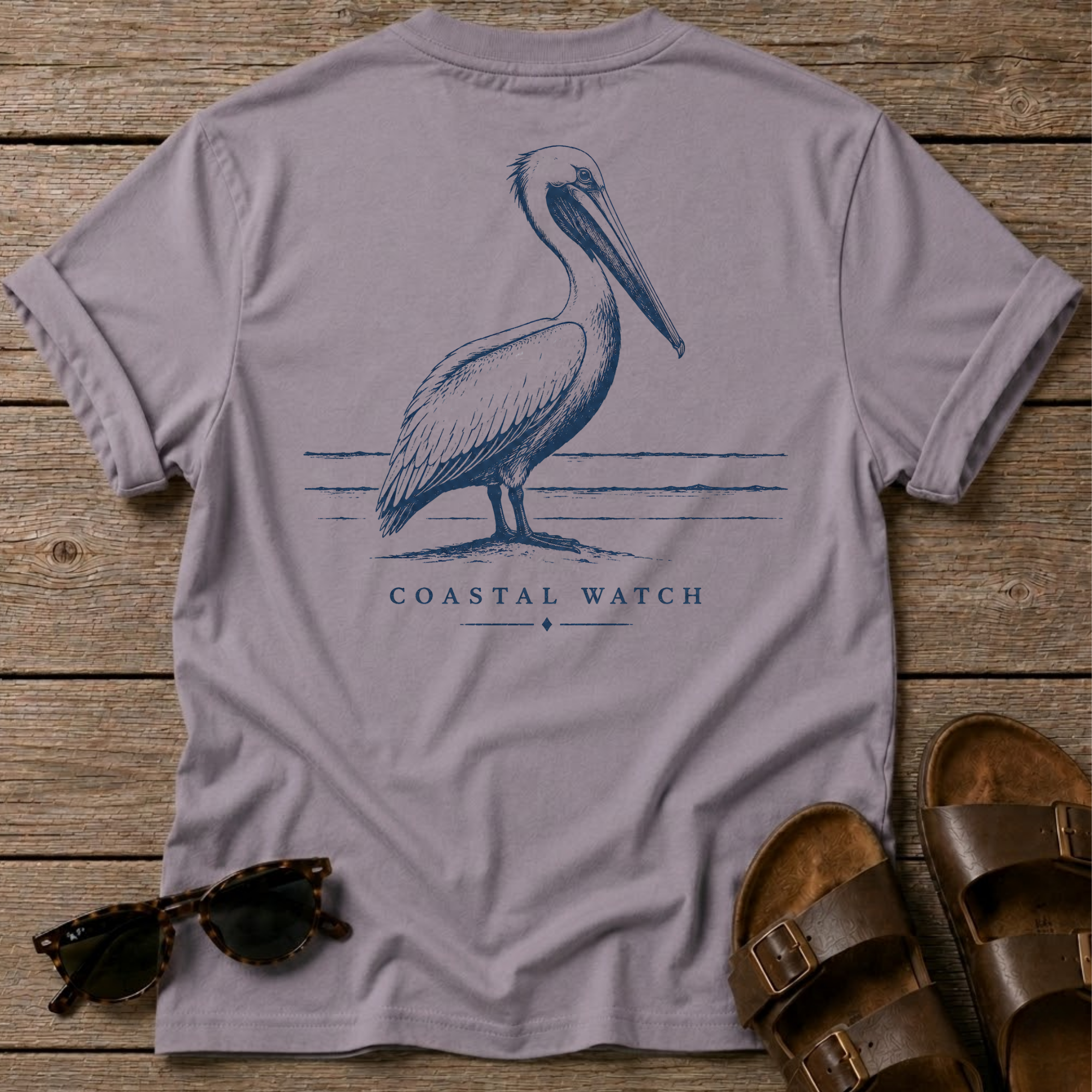 Coastal Watch Pelican BACK DESIGN T-Shirt