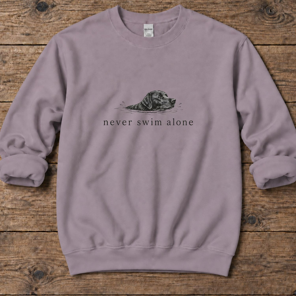 Never Swim Alone Midweight Sweatshirt in Paragon, Salty Paws coastal sweatshirt