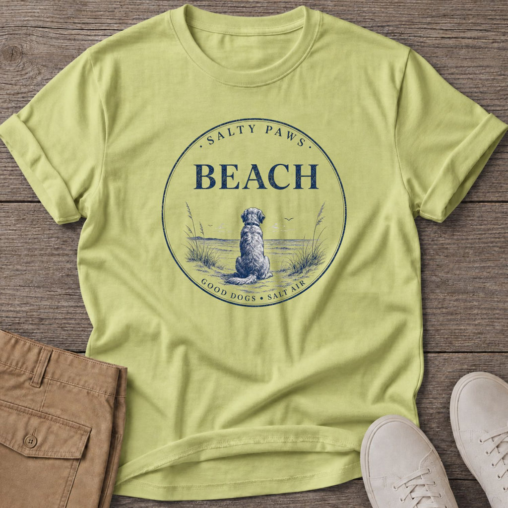 Beach Good Dogs Salt Air T-Shirt in Pistachio, Salty Paws coastal t-shirt