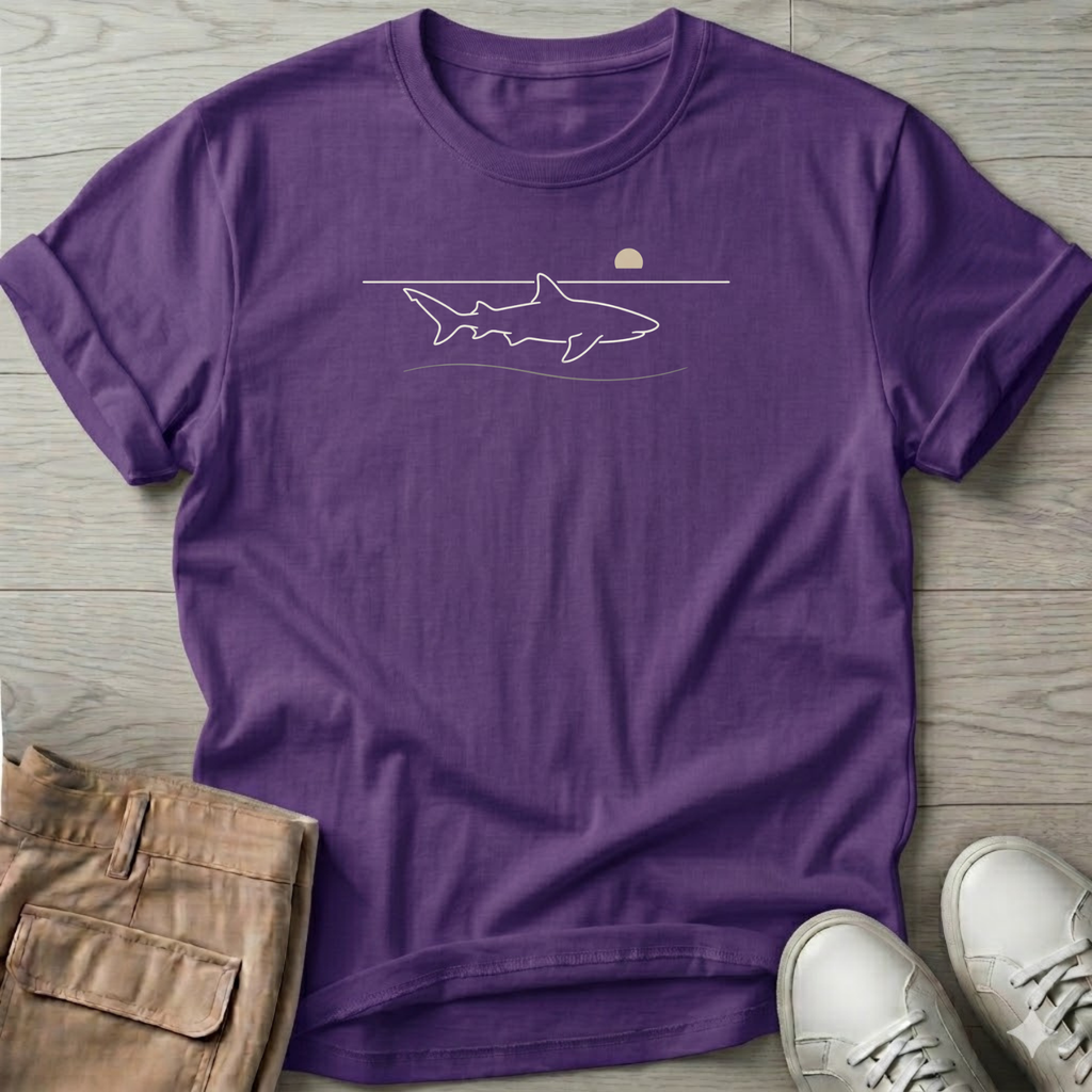 Shark Beach Ocean Line Art Tee