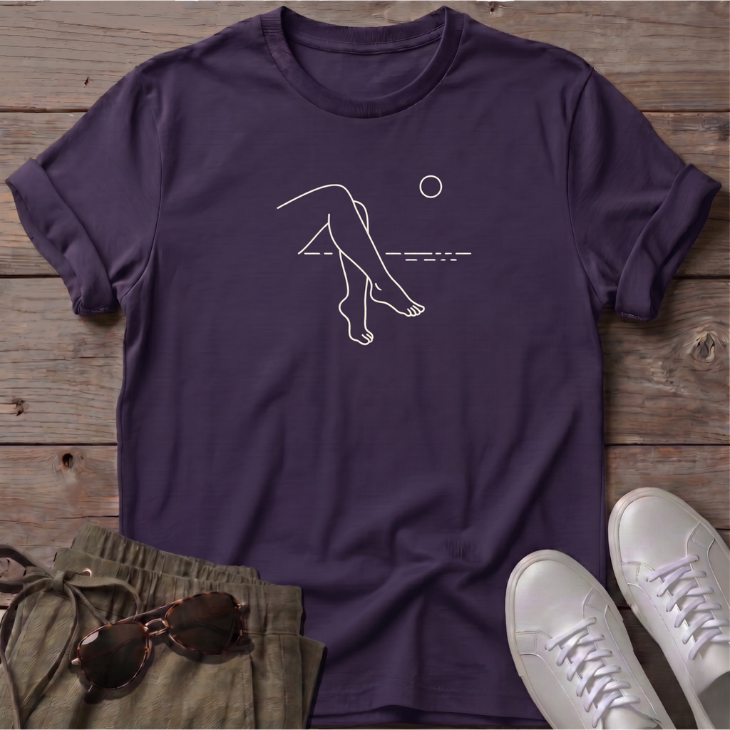Legs 2 Dog Beach Ocean Line Art Tee