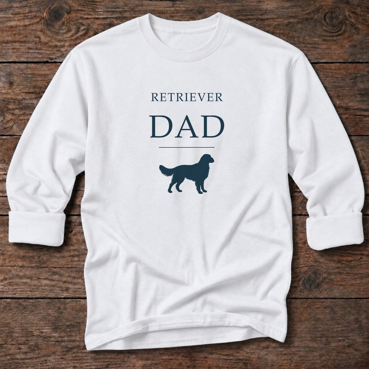 Retriever Dad Long T-Shirt in White, Salty Paws coastal long sleeve tee