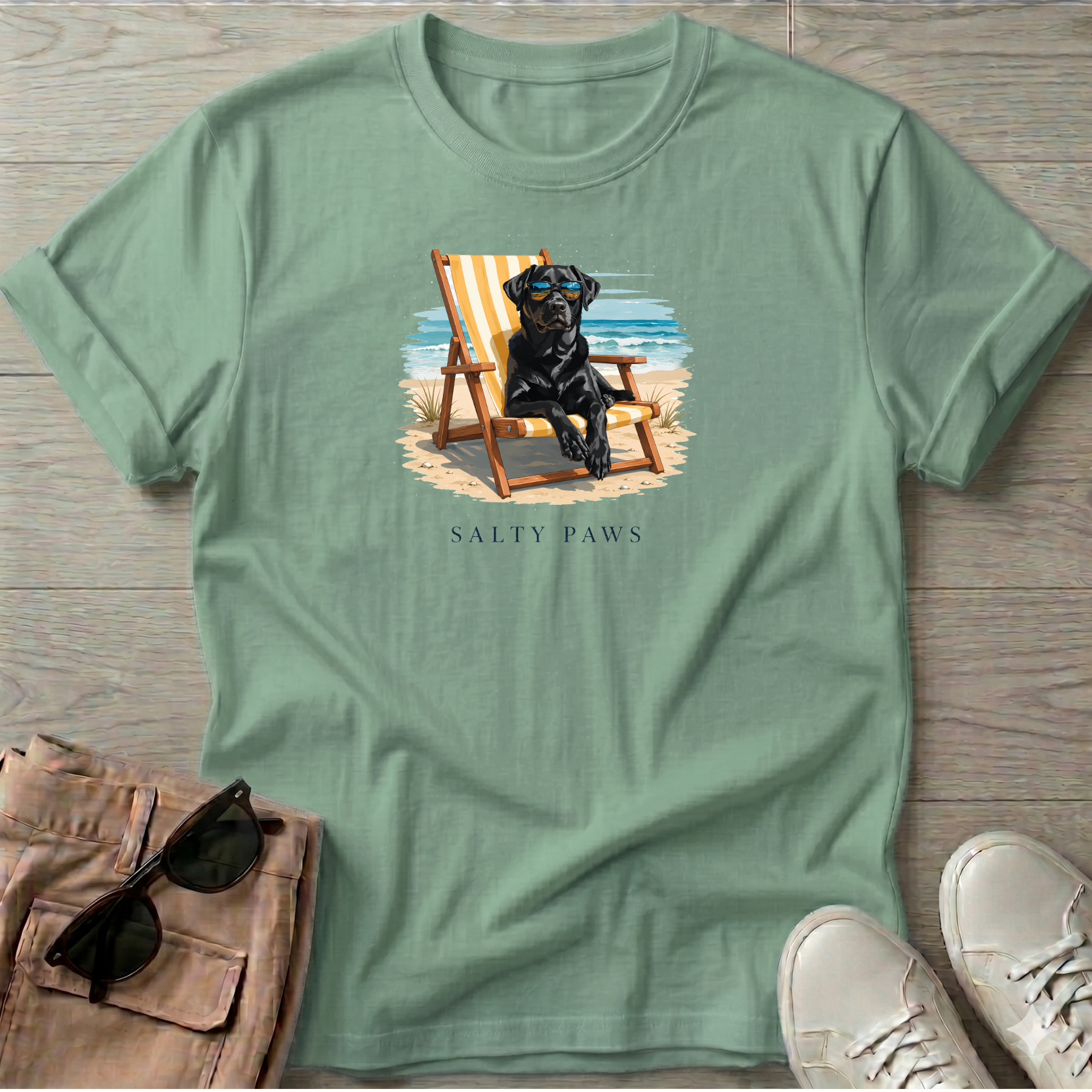 Black Lab Beach Chair Dog T-Shirt