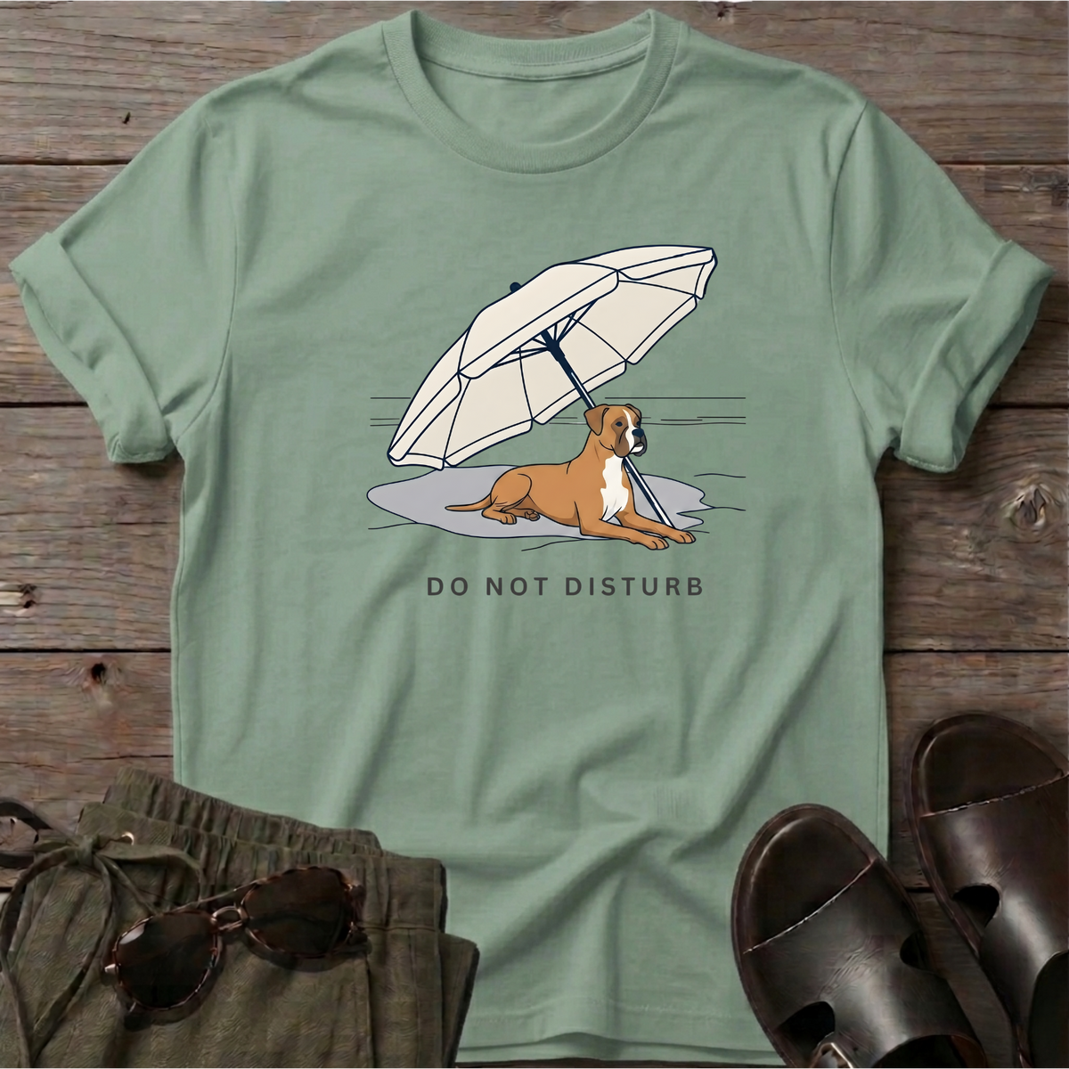 Do Not Disturb Boxer T-Shirt in Sage