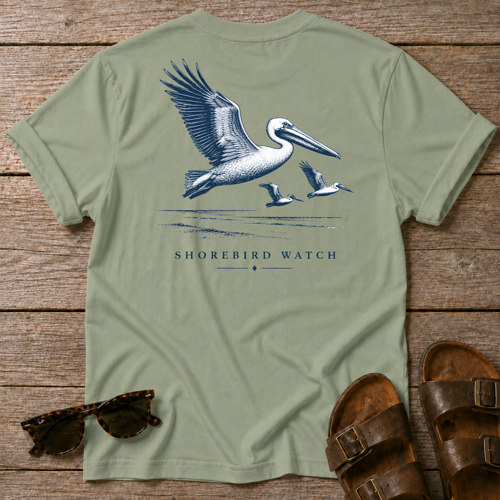 Pelican Shorebird Watch BACK DESIGN T-Shirt