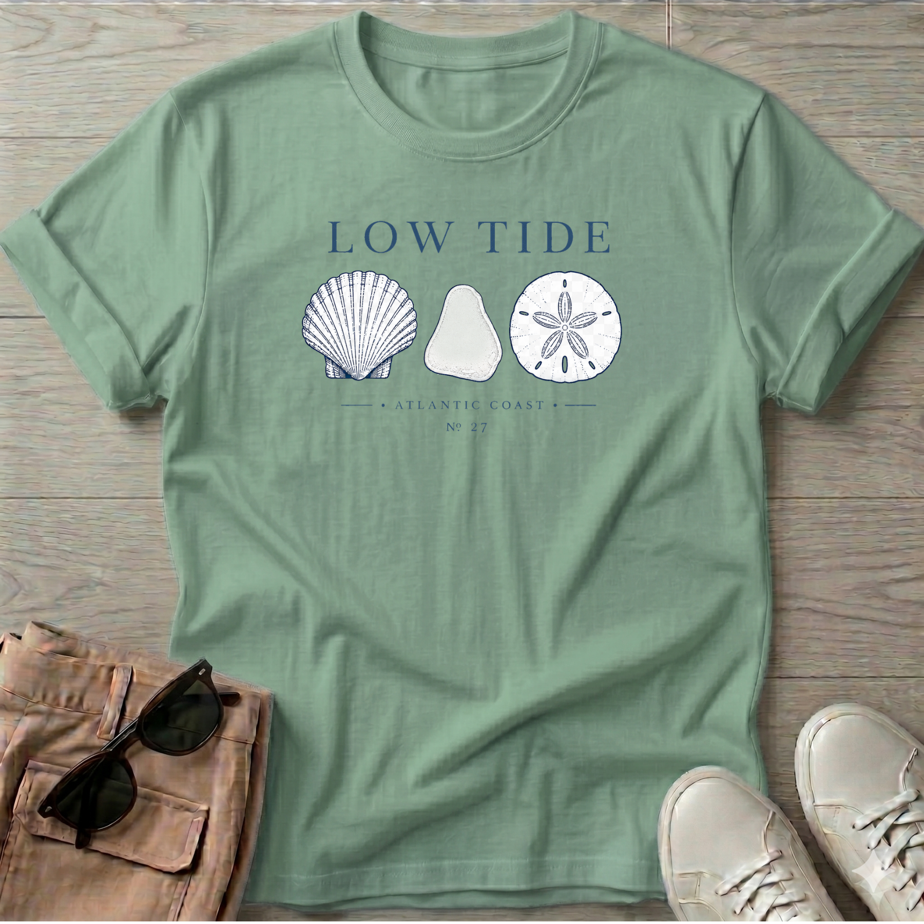 Scallop Beach Glass Sand Dollar Tee