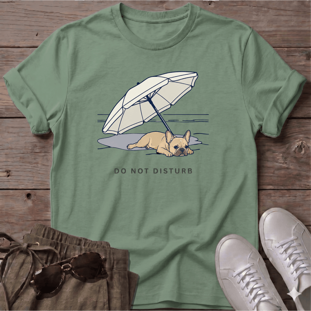 Frenchie DO NOT DISTURB T-Shirt — Dog Beach Line Art Tee - dog lover coastal t-shirt, Salty Paws