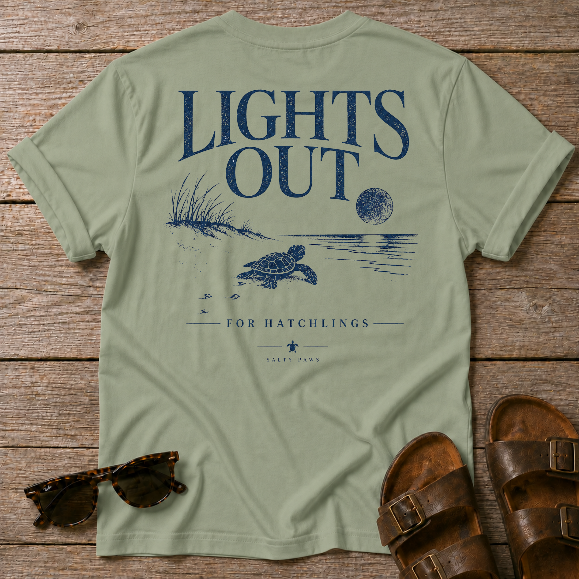 Lights Out Turtle Hatchling BACK DESIGN T-Shirt