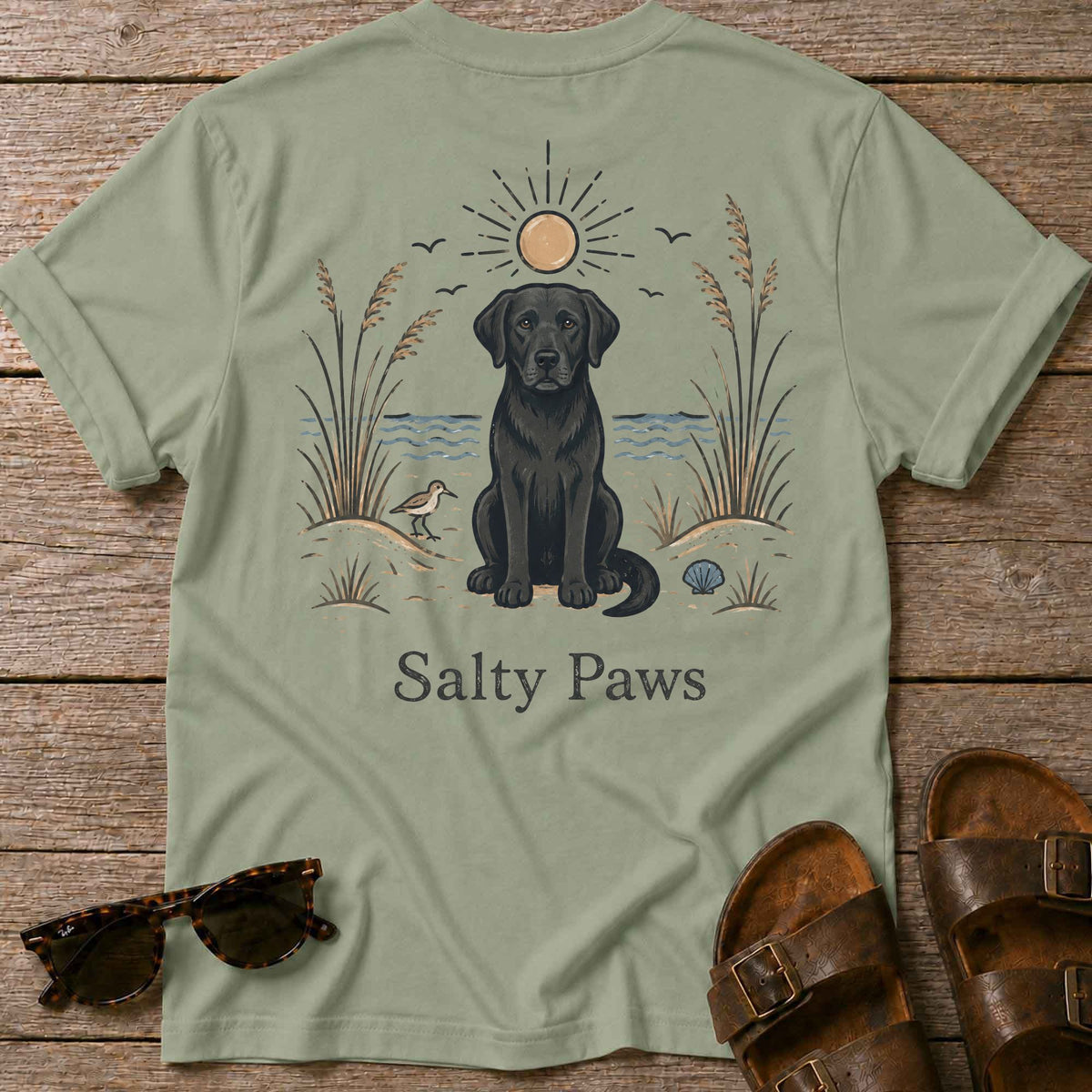 Black Lab Sunshine Back Design T-Shirt