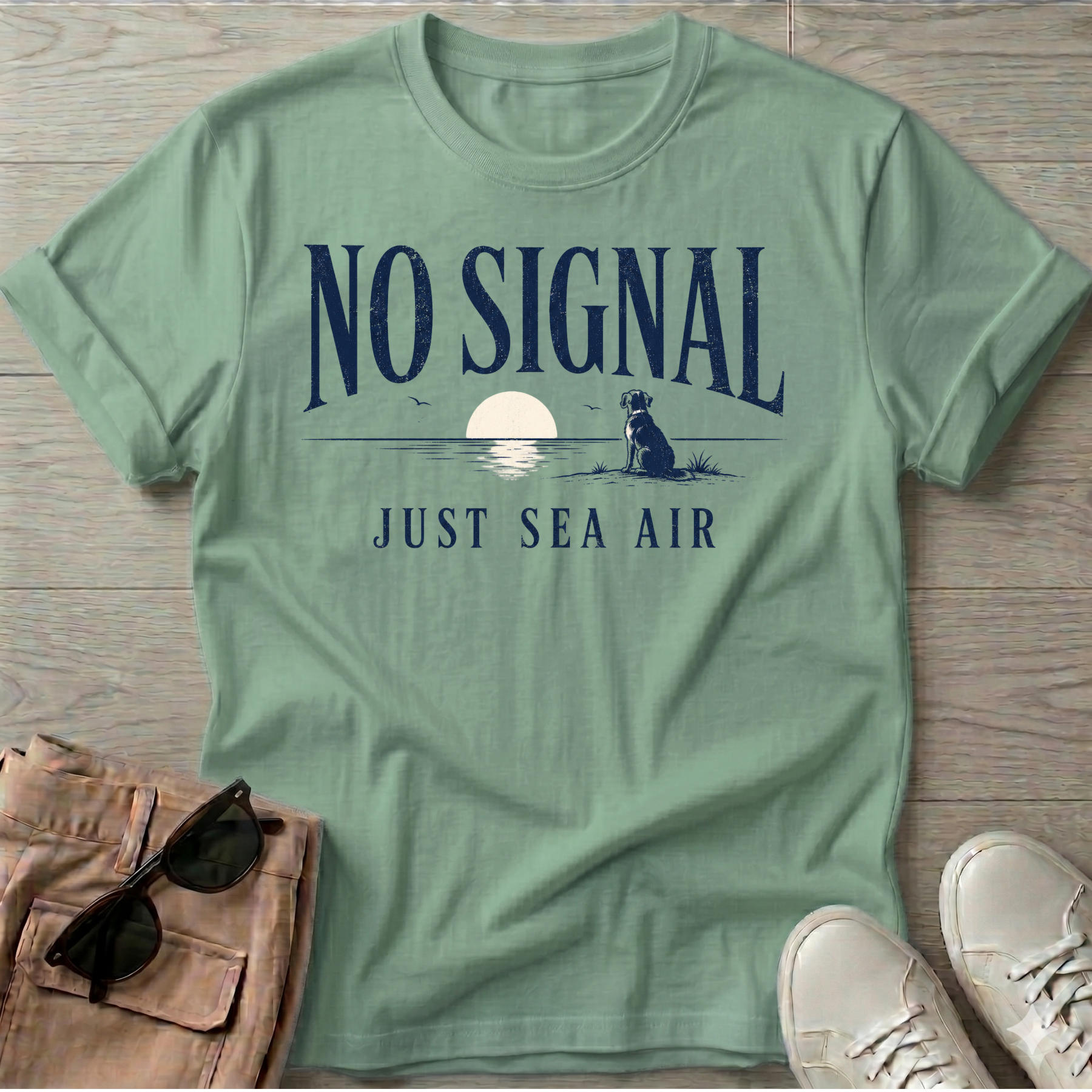 No Signal Sea Air Dog T-Shirt