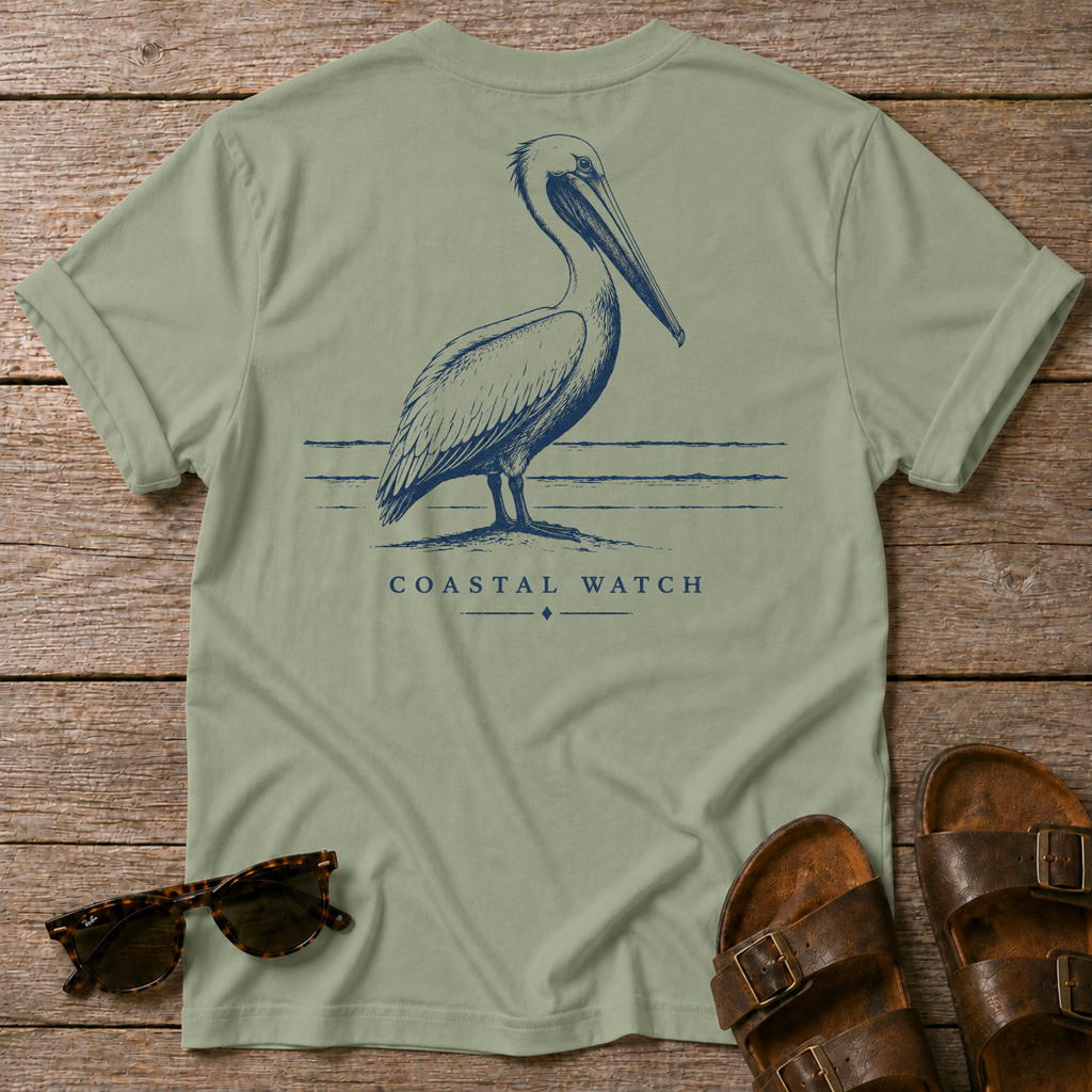 Coastal Watch Pelican BACK DESIGN T-Shirt