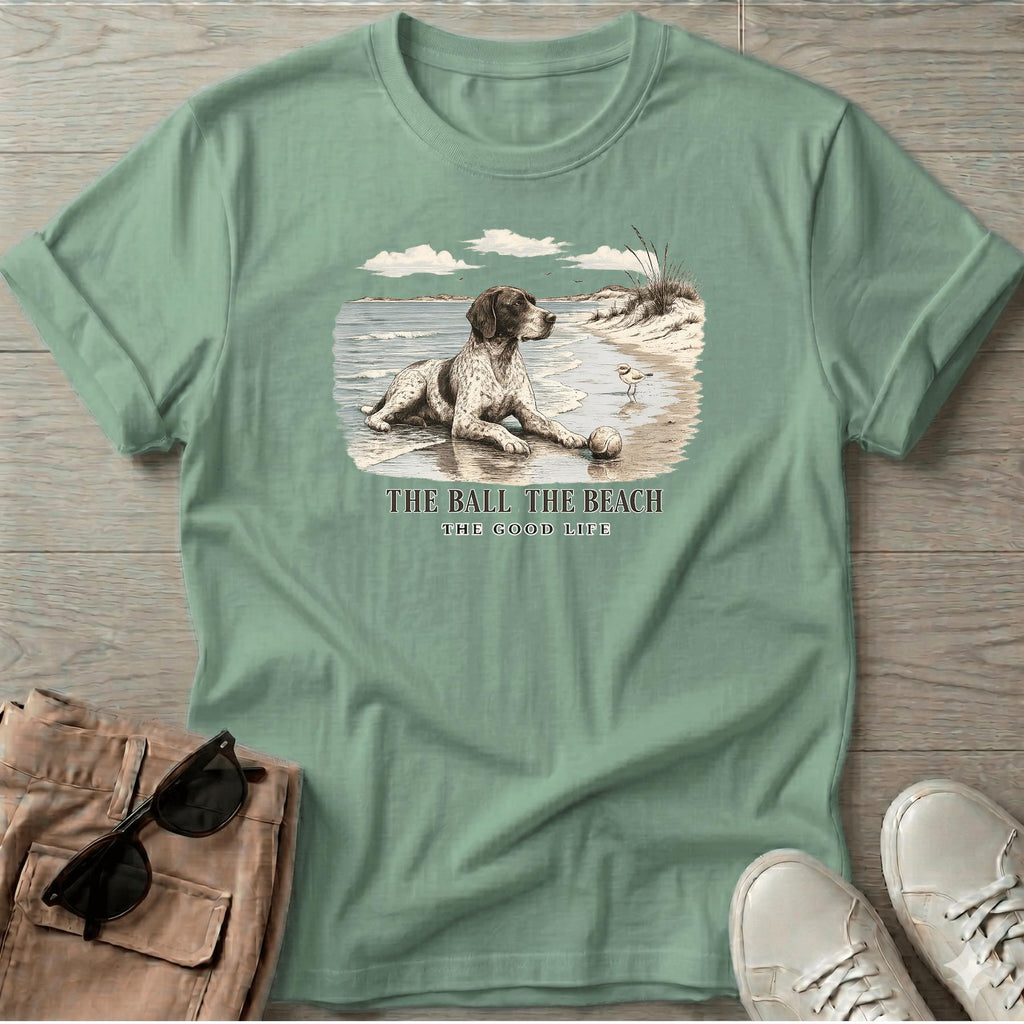 Ball Beach & Shorthair Pointer Dog T-Shirt