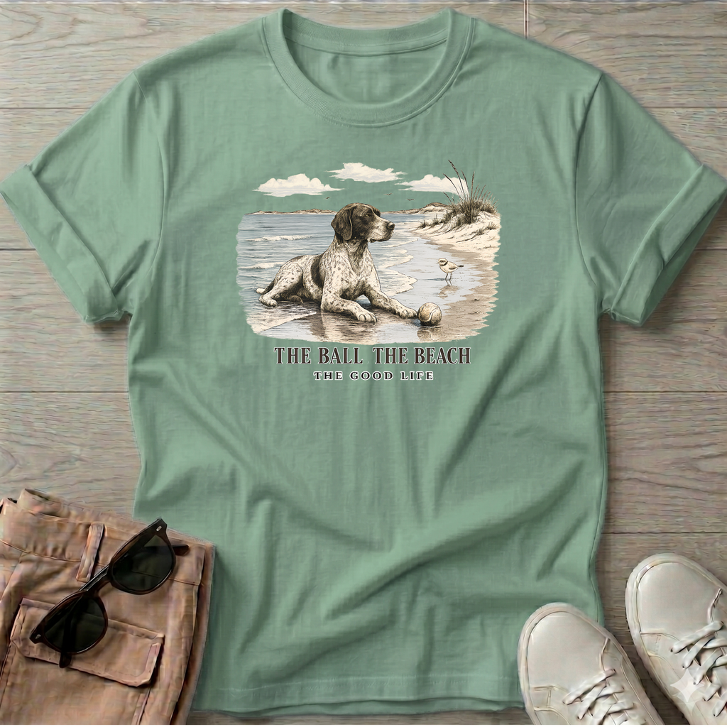 Ball Beach & Shorthair Pointer Dog T-Shirt