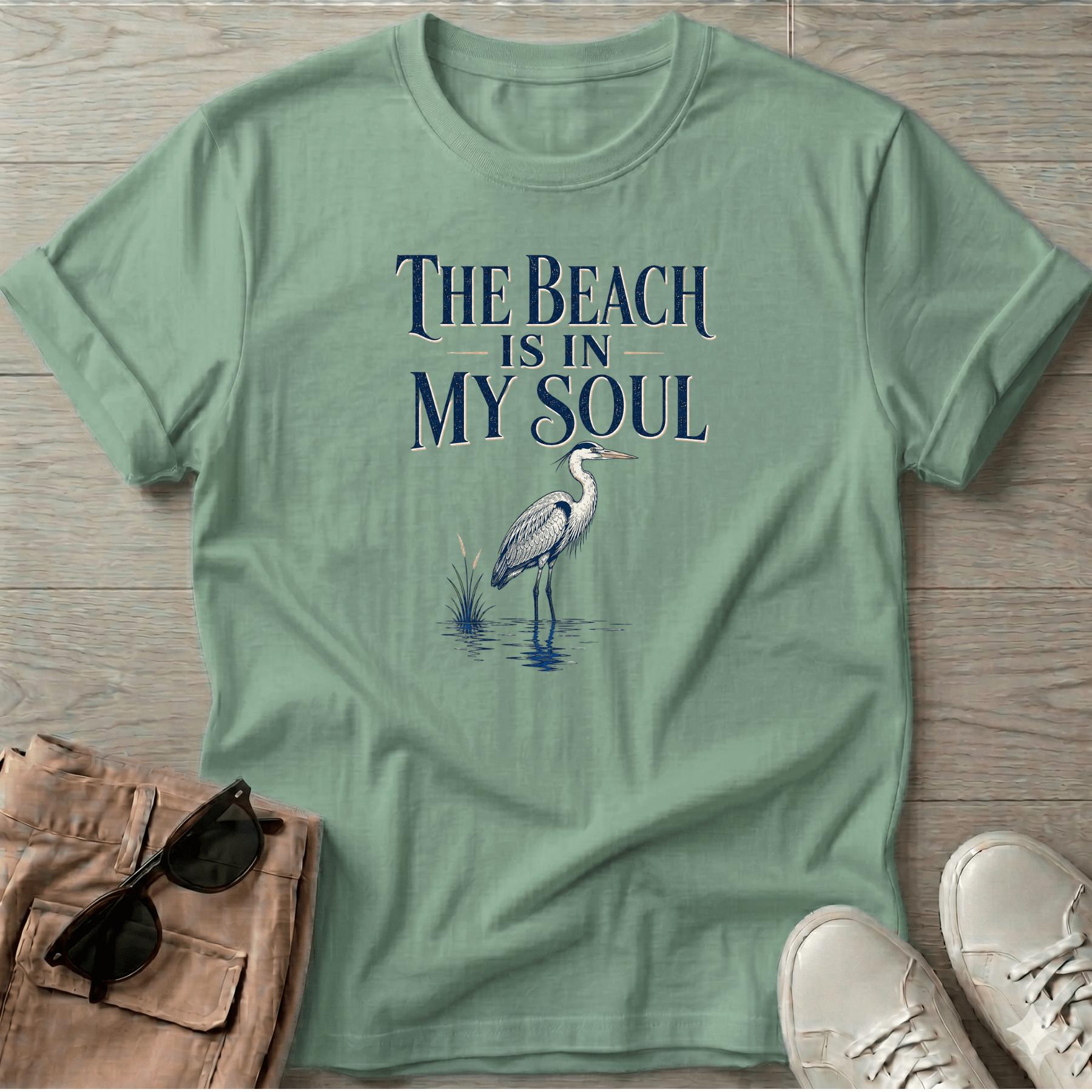 Beach is in my Soul Heron T-Shirt