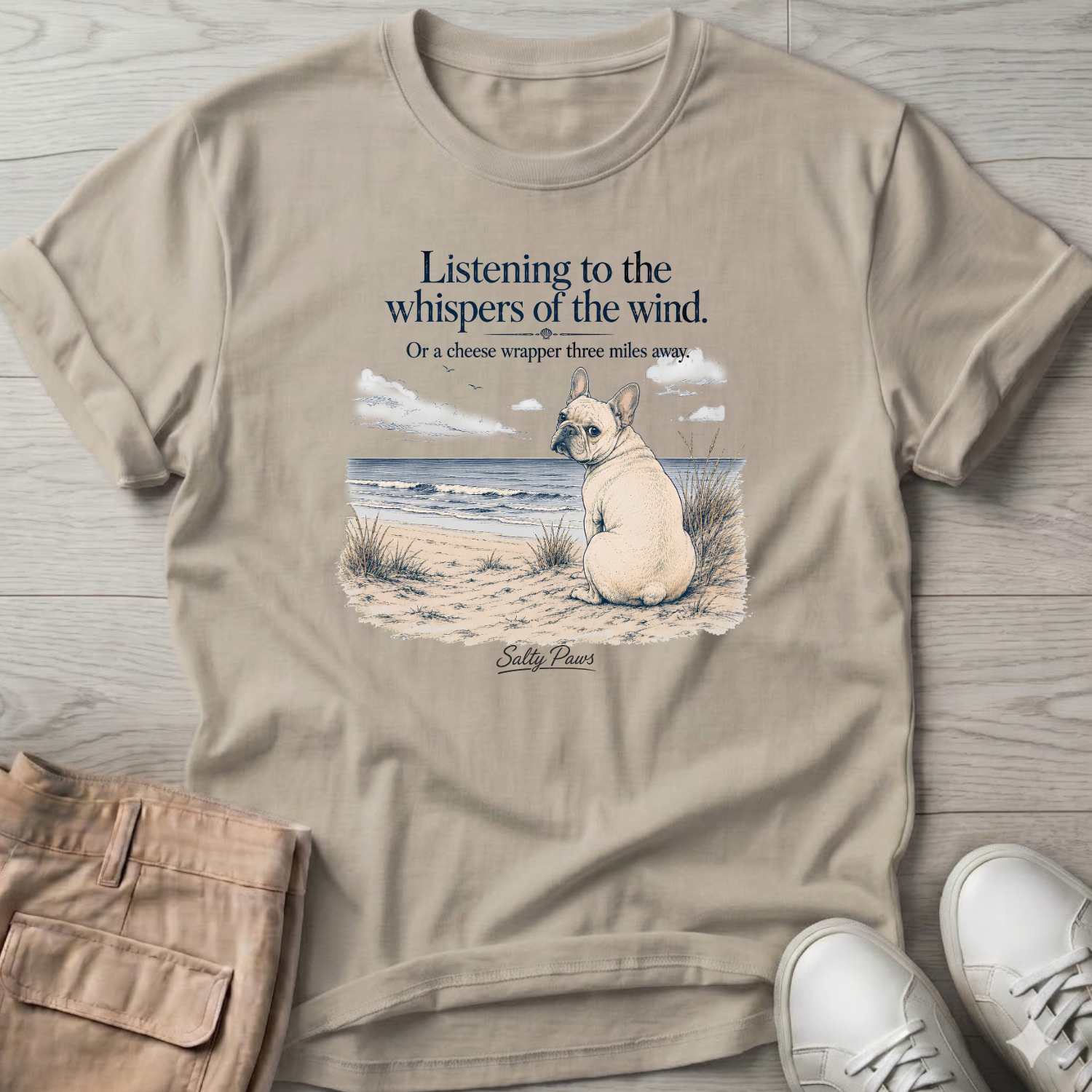 Listening Frenchie (cheese wrapper) T-Shirt