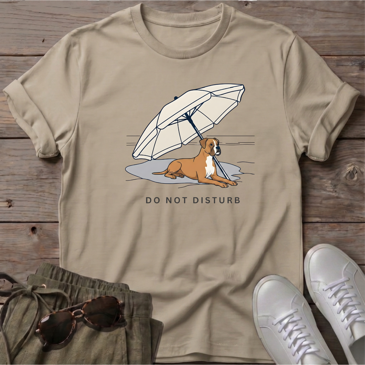 Do Not Disturb Boxer T-Shirt in Sand