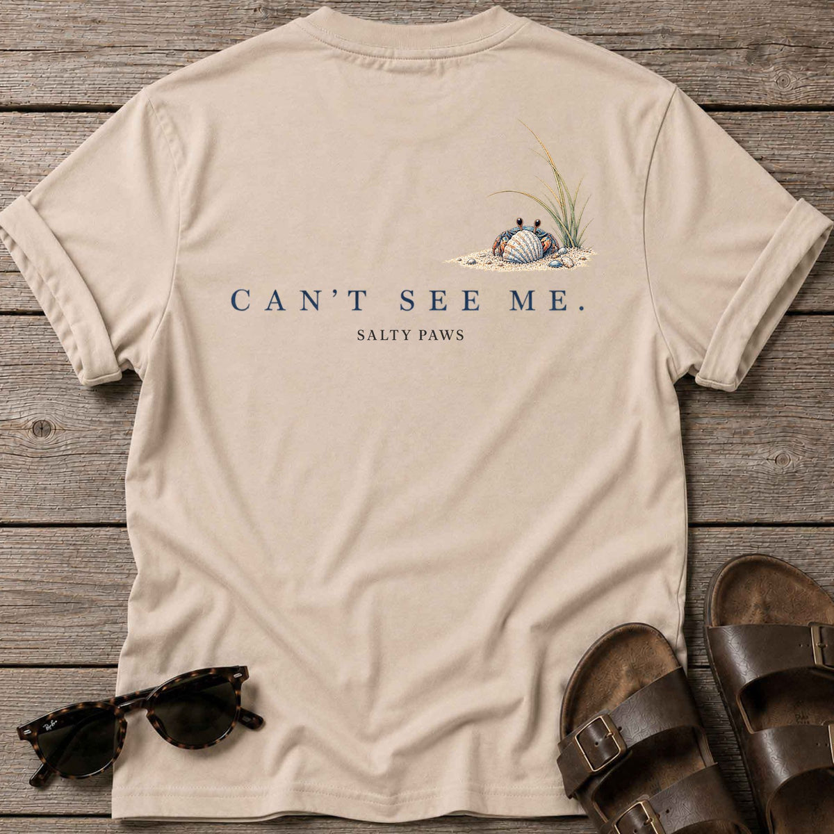 Can't See Me Crab Back Design T-Shirt