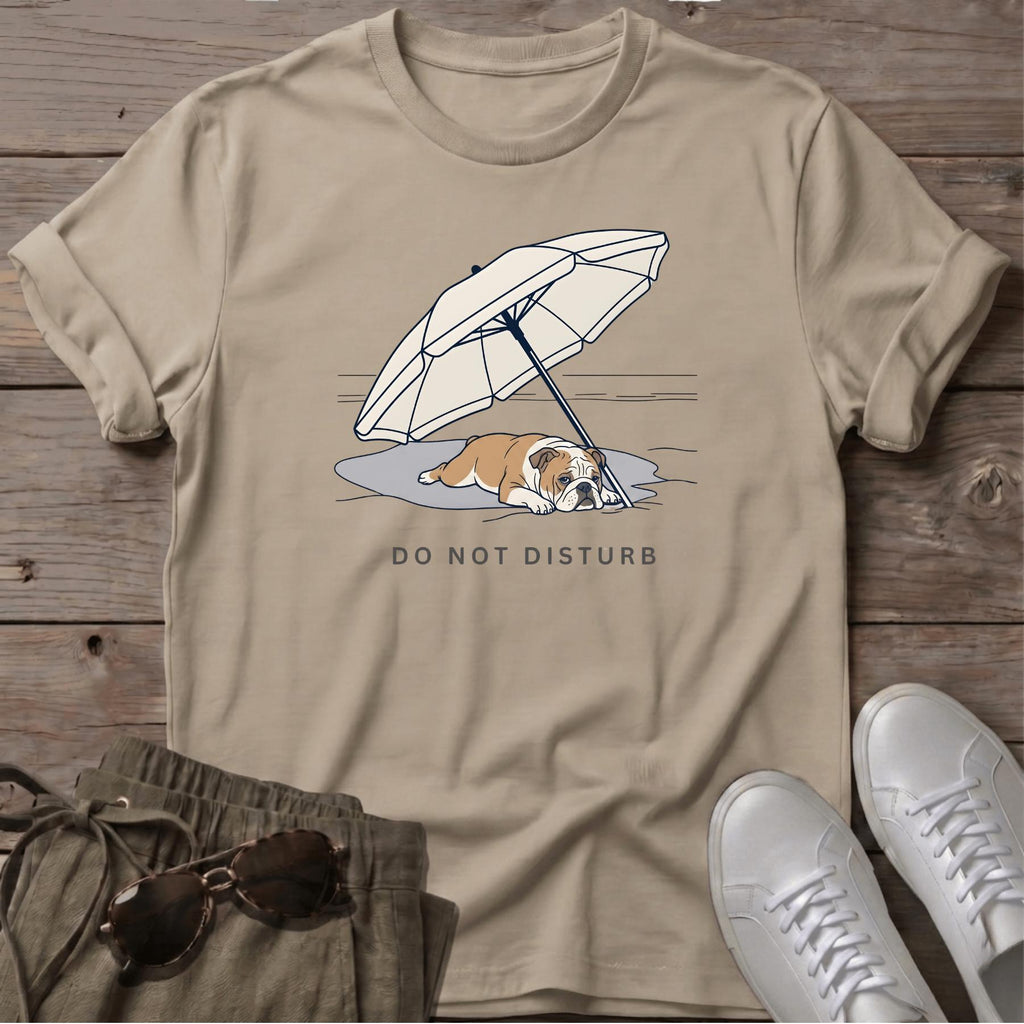 English Bulldog DO NOT DISTURB T-Shirt — Dog Beach Line Art Tee - dog lover coastal t-shirt, Salty Paws