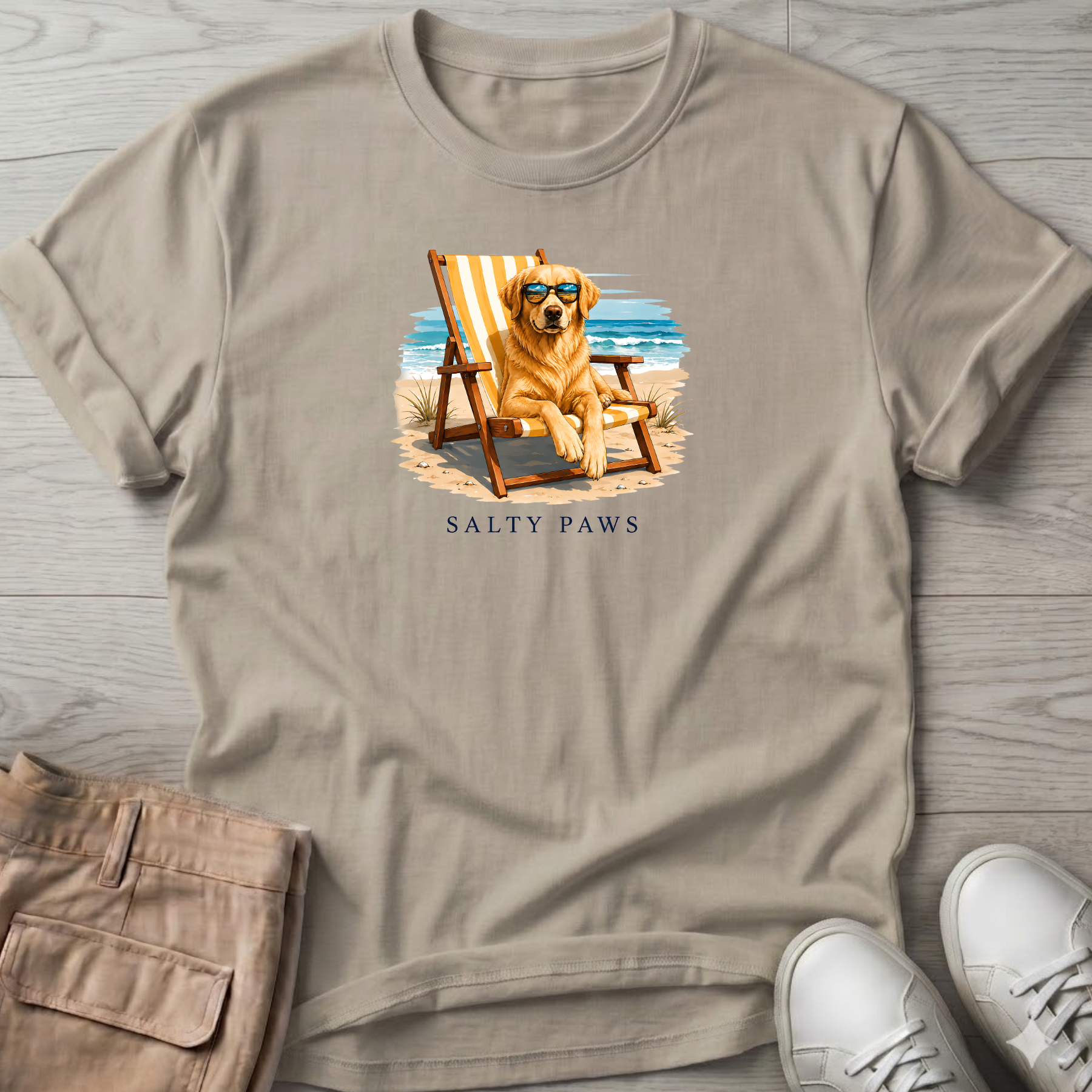 Golden Retriever Beach Chair Dog T-Shirt