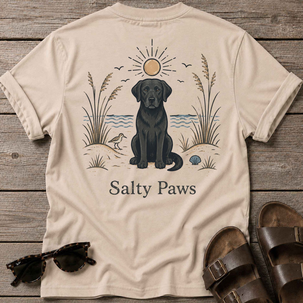 Black Lab Sunshine Back Design T-Shirt