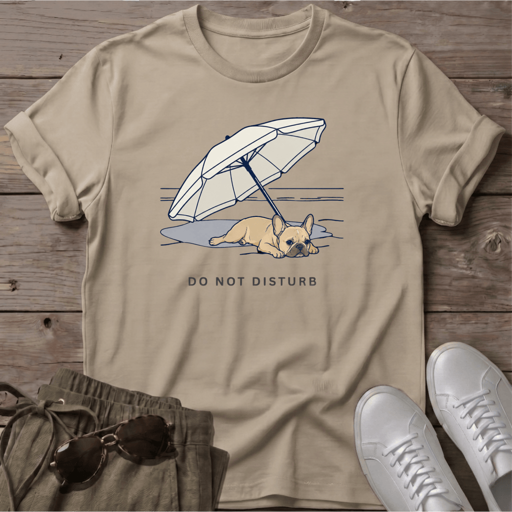 Frenchie DO NOT DISTURB T-Shirt — Dog Beach Line Art Tee - dog lover coastal t-shirt, Salty Paws